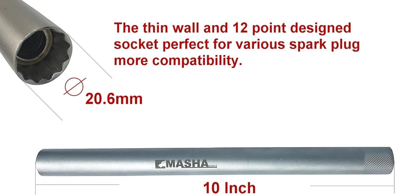 3/8 Inch Driver Magnetic Thin Wall 16 mm Spark Plug Socket 12PT 10 Inch Extra…