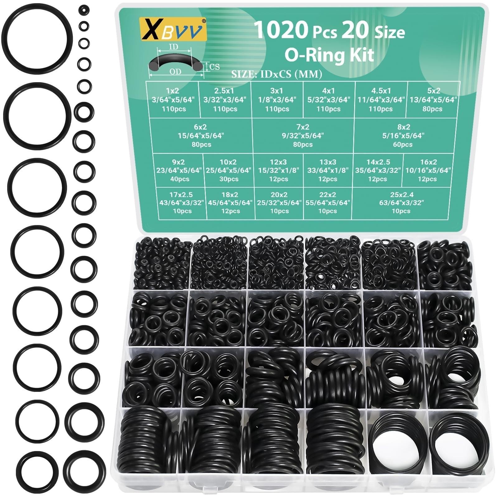 1020 Pcs O Ring Kit 20 Size Nitrile Rubber O Ring Assortment Set for Car Auto…