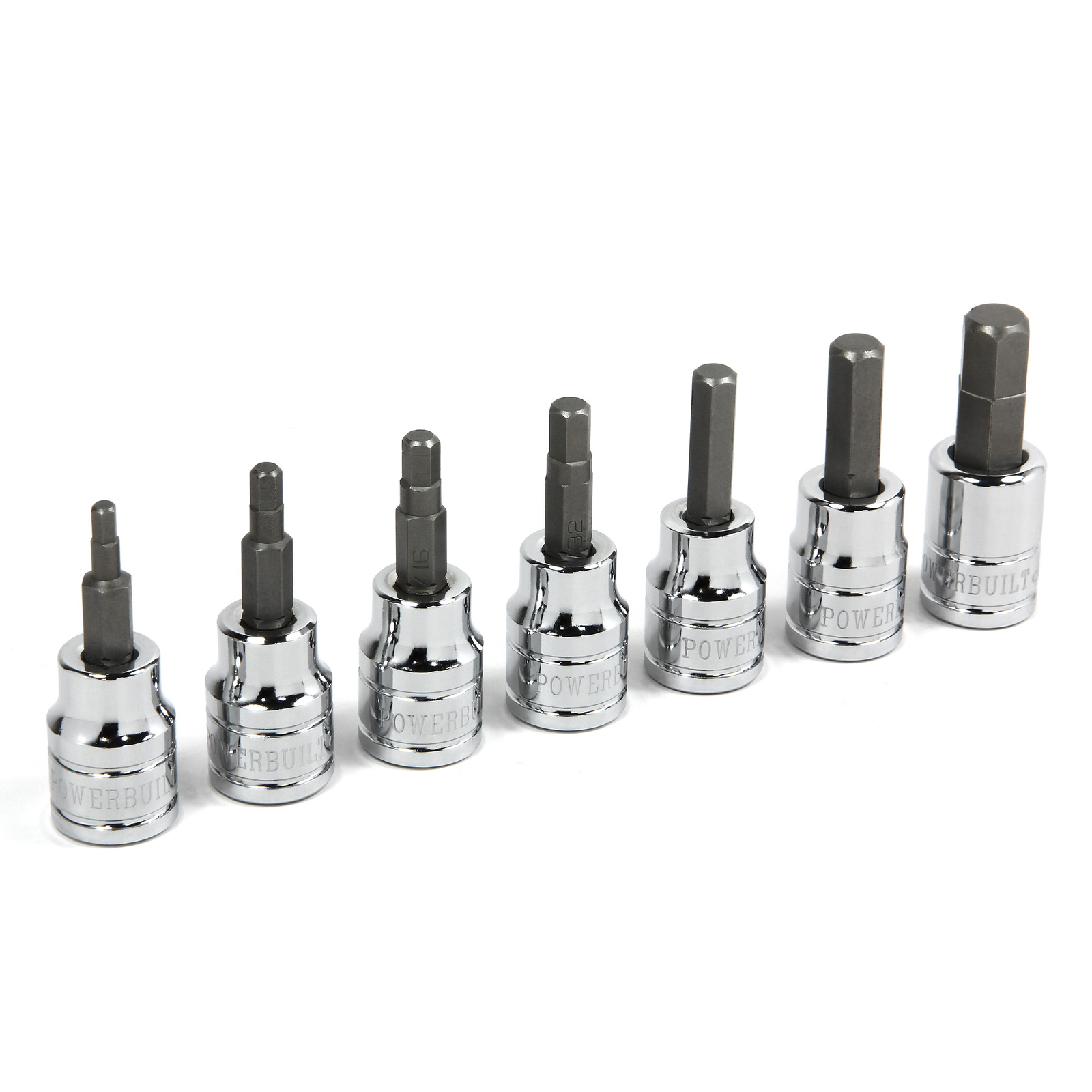 Powerbuilt 7 Piece 3/8 Inch Drive SAE Hex Bit Socket Set – 648661