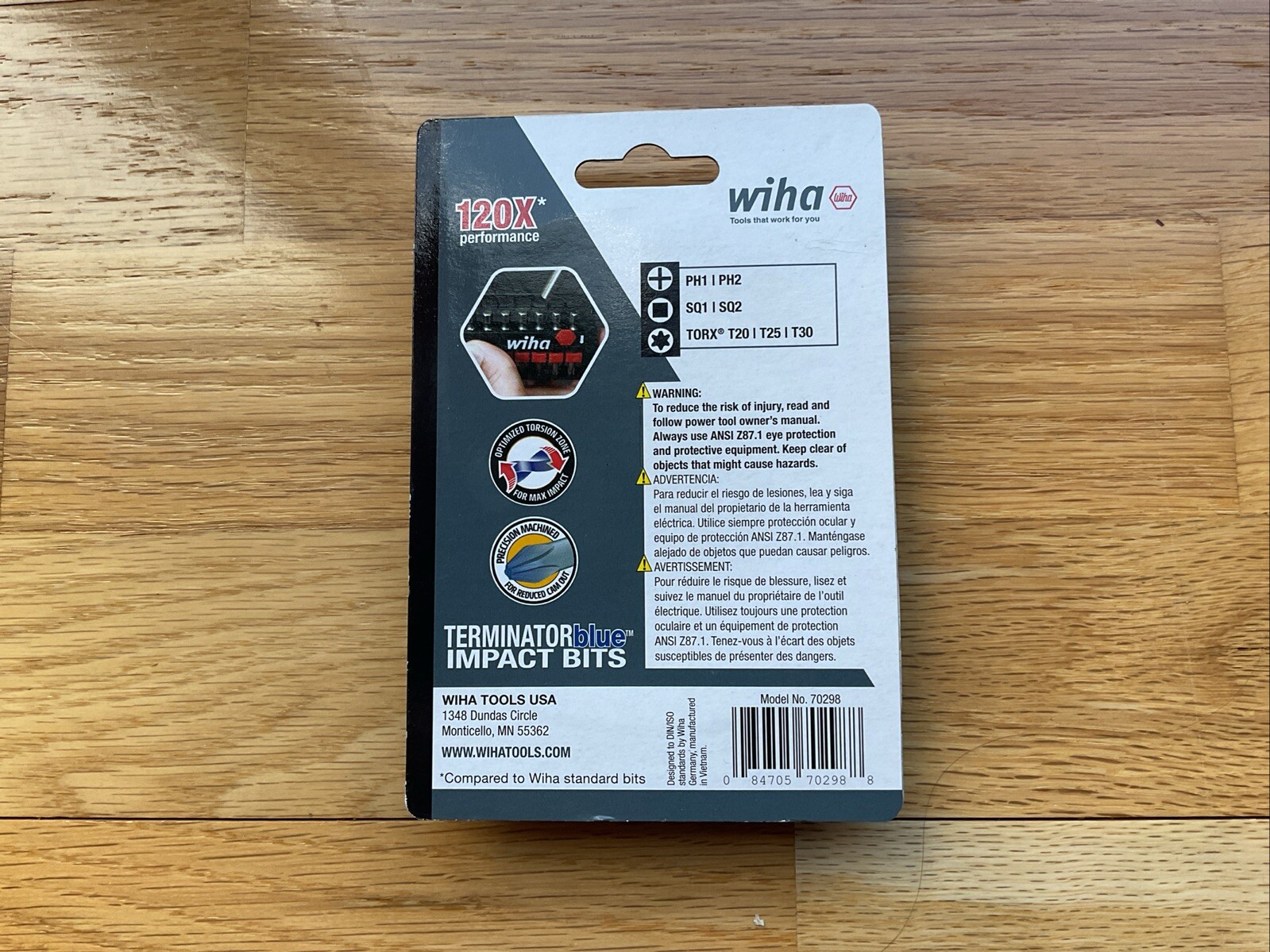 Wiha Tools 7 Piece Terminator Blue Impact 2 Inch Bit Set