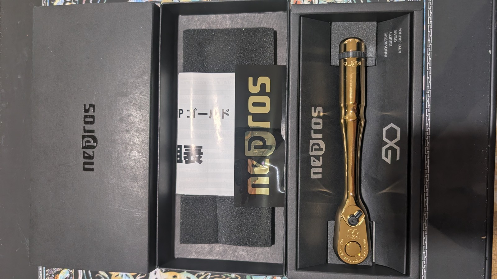 KTC Nepros NBR390GL 3/8″ Drive Ratchet Handle iP Gold Limited Edition