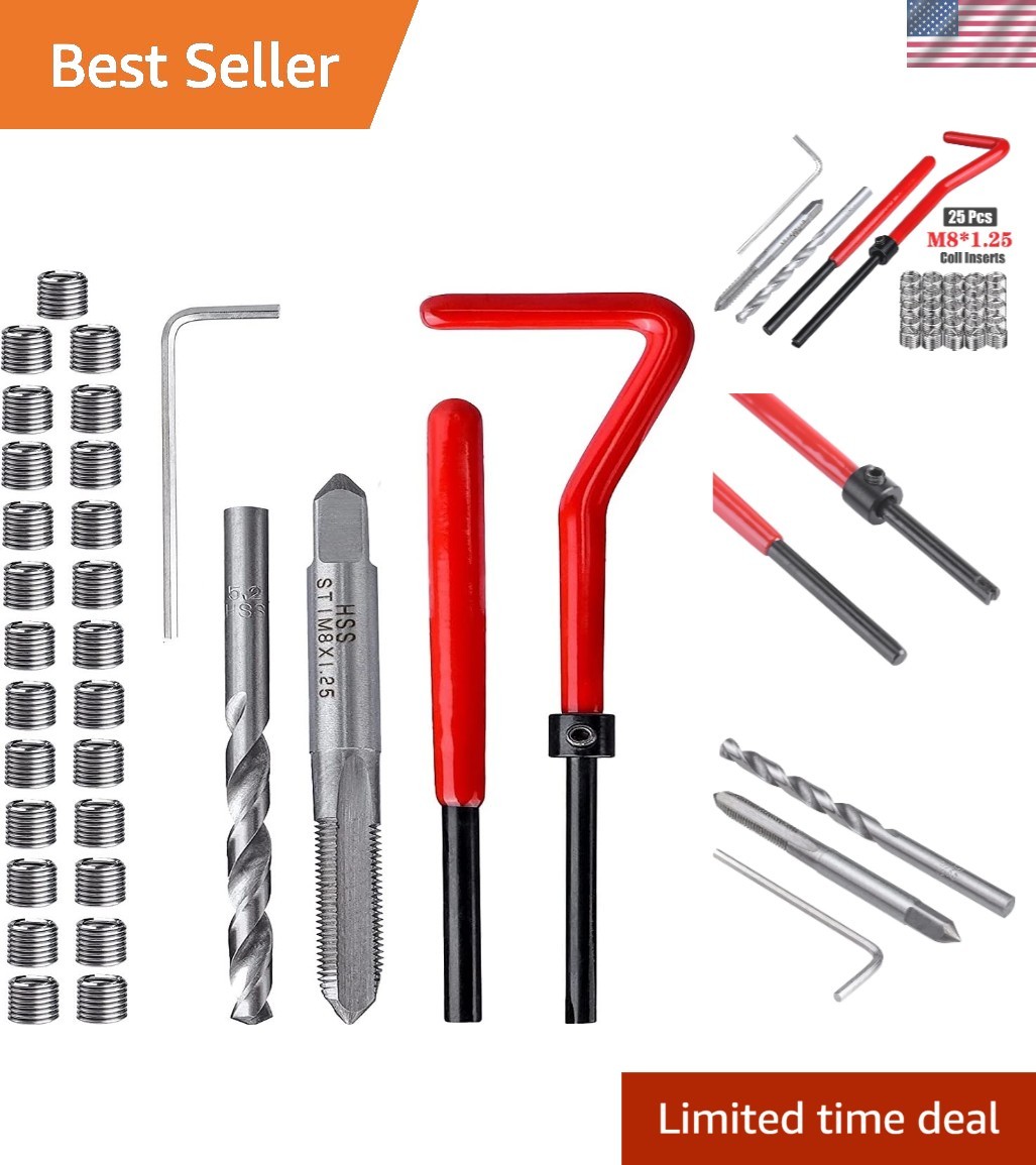 Stainless Steel Thread Repair Set – 30 Pieces for Effective Auto Repairs