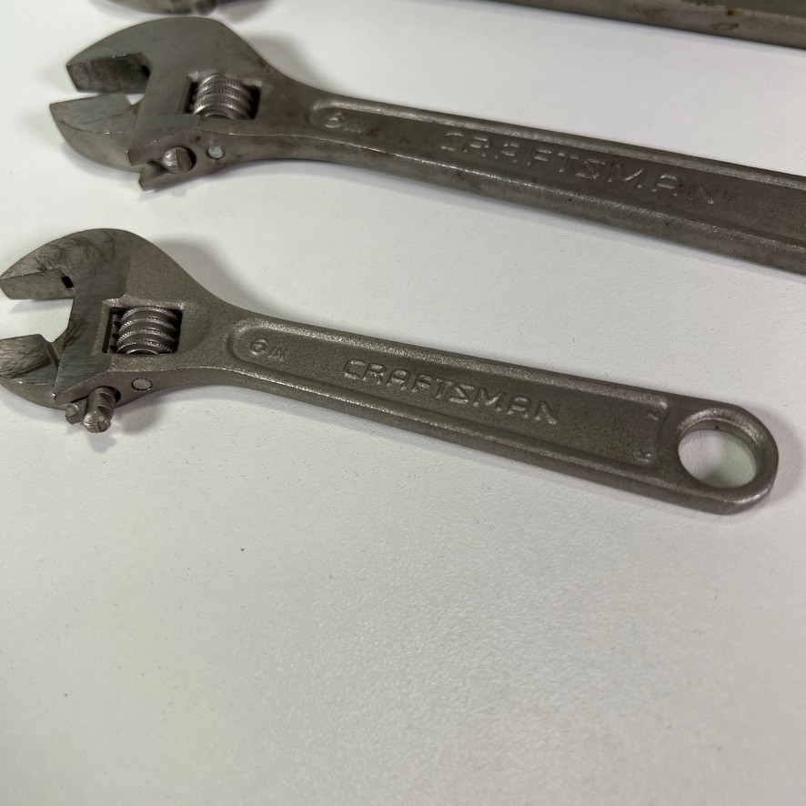 Vintage Craftsman Crescent Adjustable Wrench Tool Set (6, 8, 10 in) USA Lot (3x)