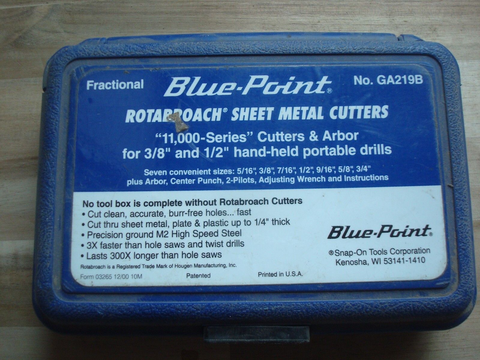 Blue-Point GA219B Rotabroach Sheet Metal Cutters Fractional Snap-On
