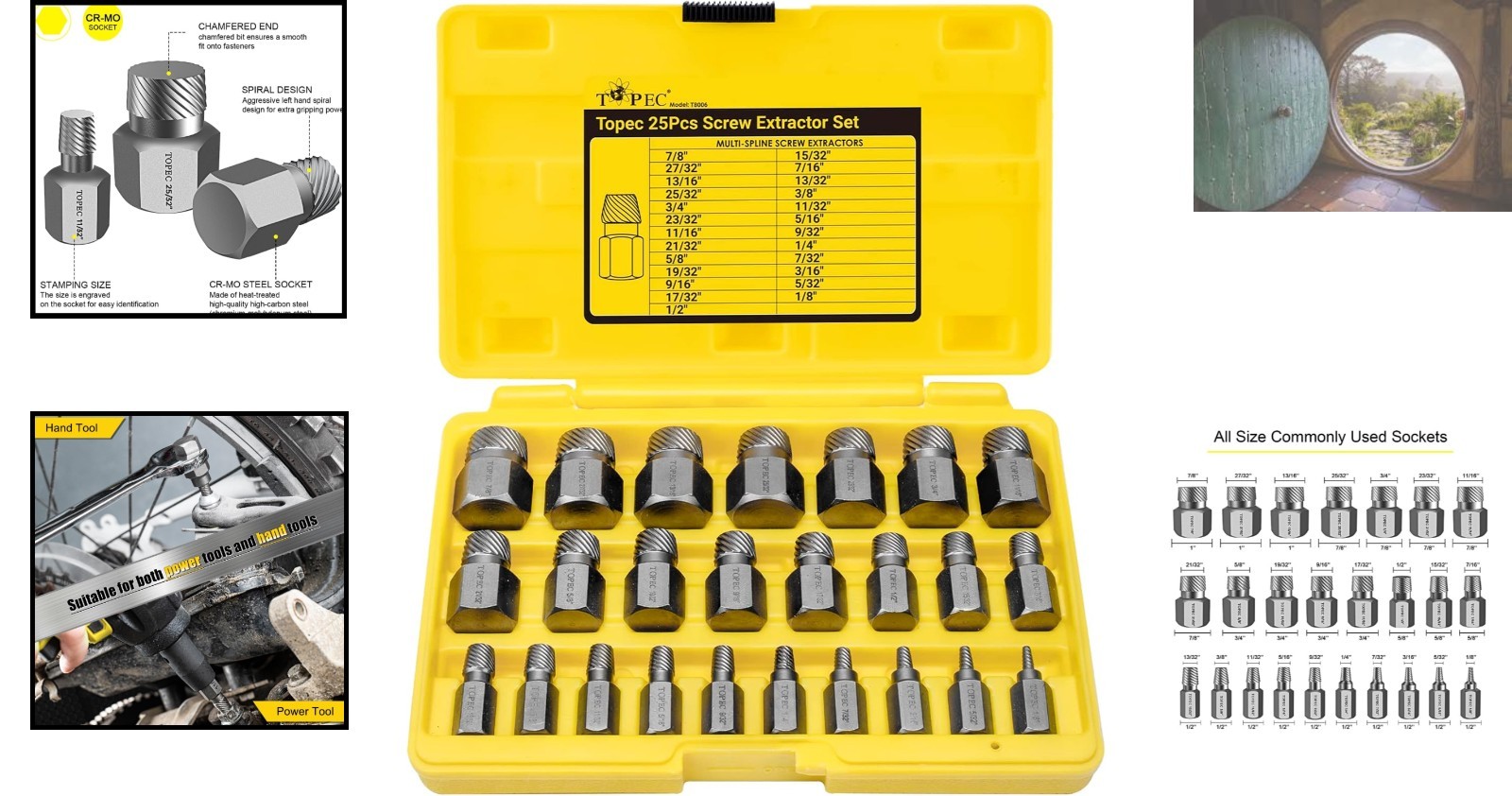 High-Torque 25-Piece Bolt Extractor Set – Easy Out Extractor with Various Sizes