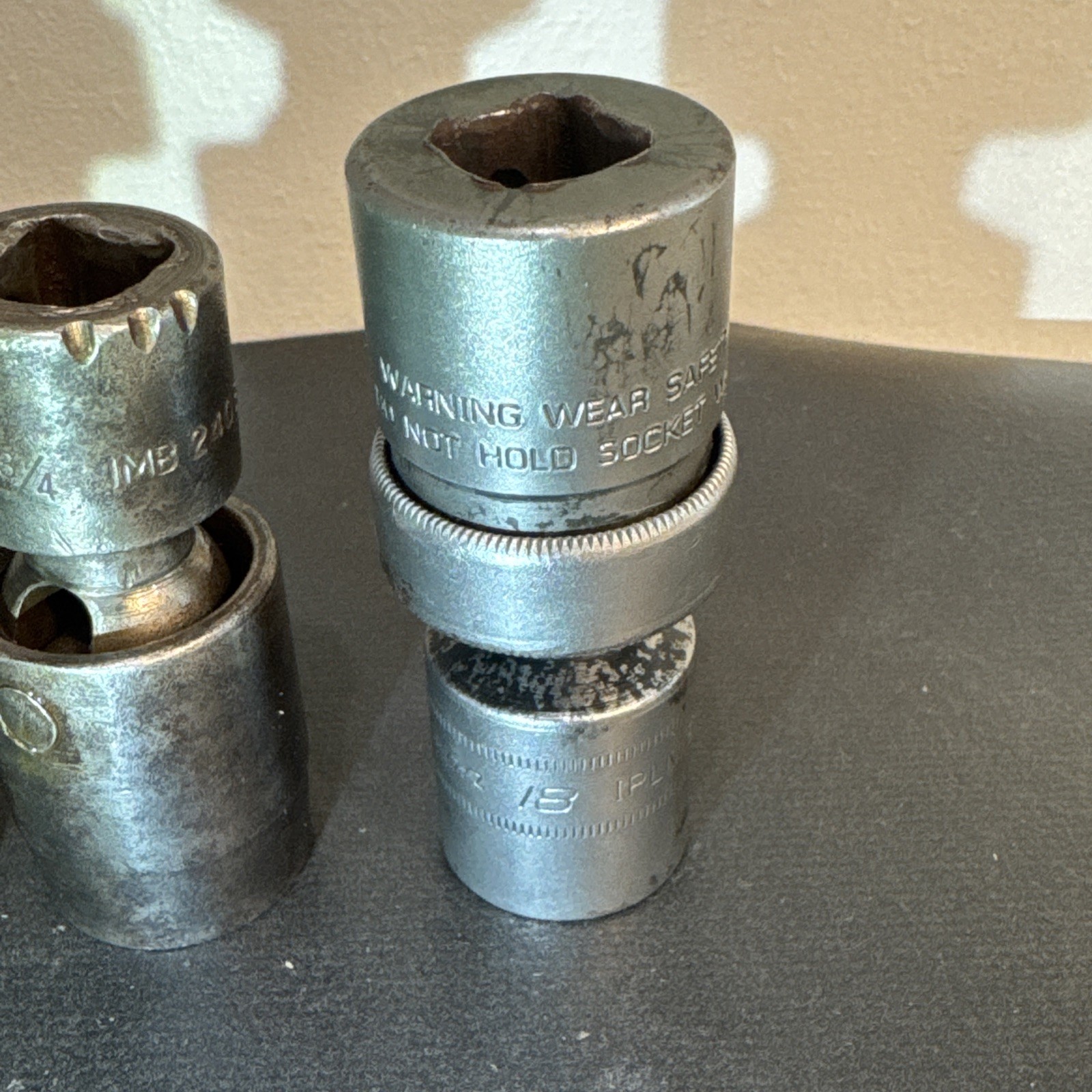 Lot Of 6 SNAP-ON 1/2 Drive Swivel Sockets Metric & Standard Size In Description