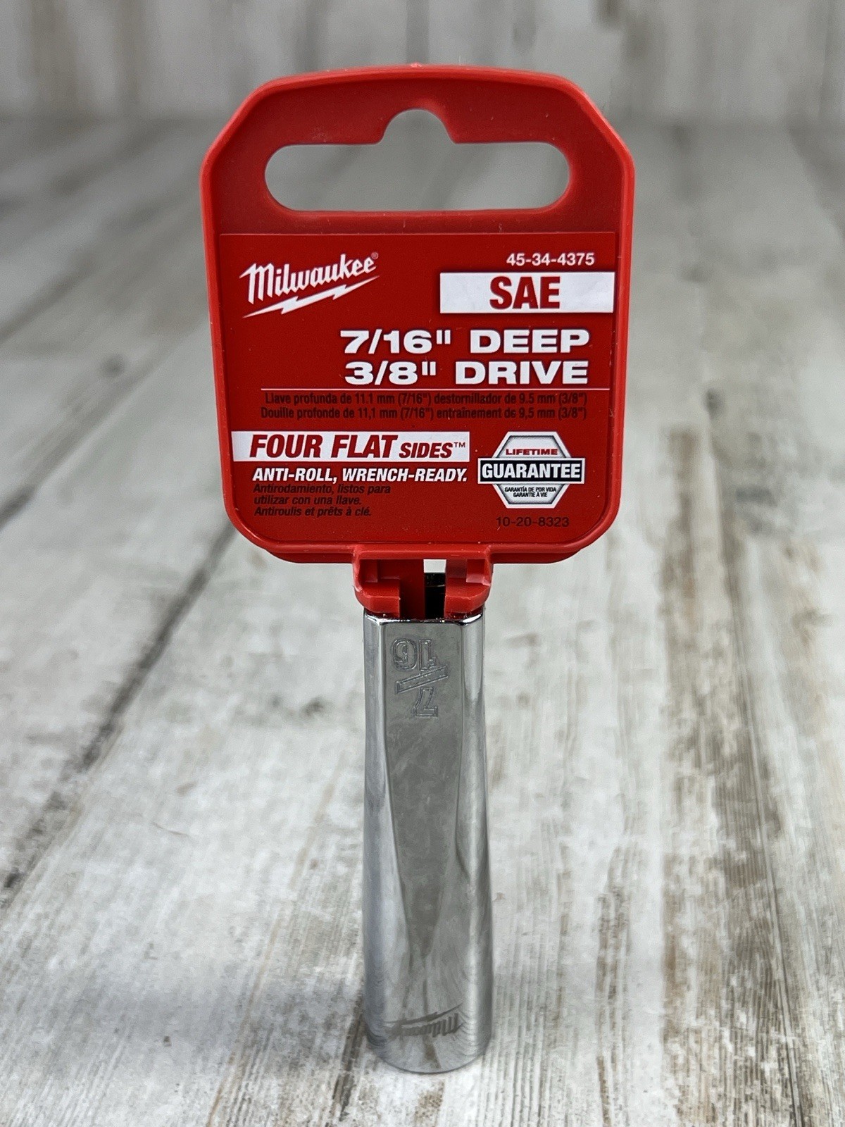 Milwaukee 7/16 in. Deep, 3/8 in. Drive SAE 4 Flat Sides Standard Deep Socket