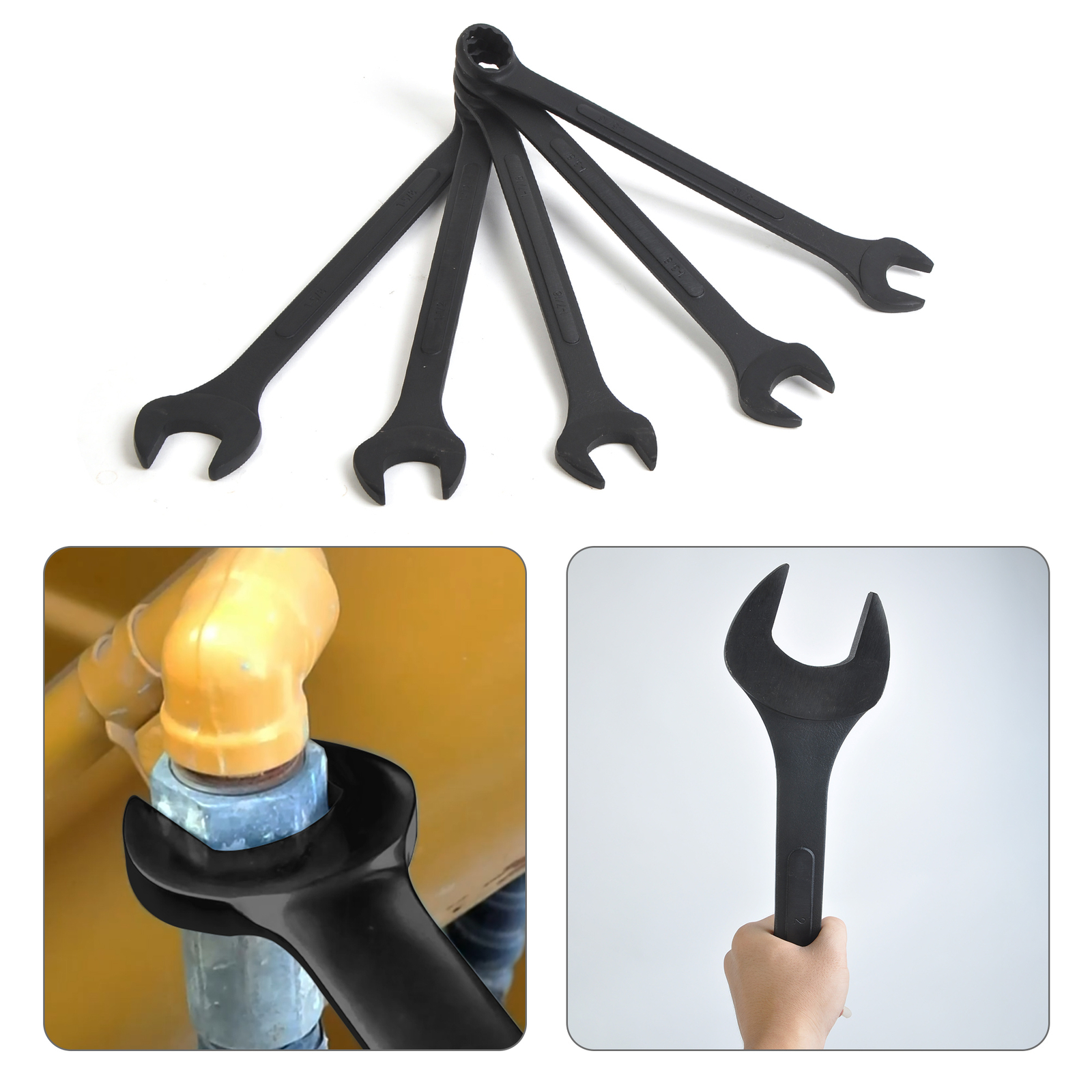 10 PC SAE Black-Oxide Jumbo Combo Wrench Set Heat-treated Steel | 1-5/16″ – 2″