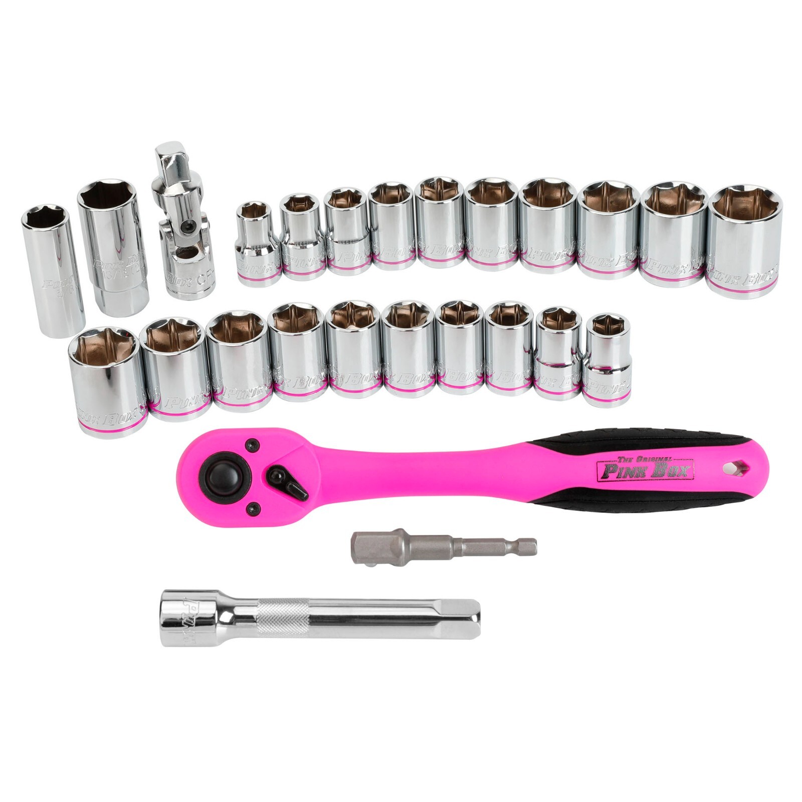 26-Piece 1/2-in Drive Socket Set, Heavy-Duty, Pink
