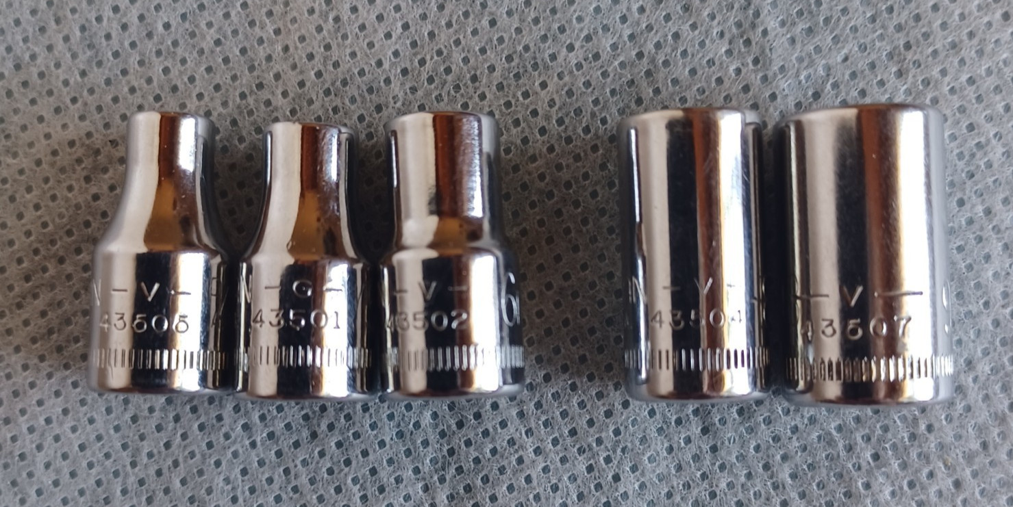 Lot Of 5 Craftsman 1/4” Drive 6 Point Metric Sockets 4-9mm ~ Made In USA