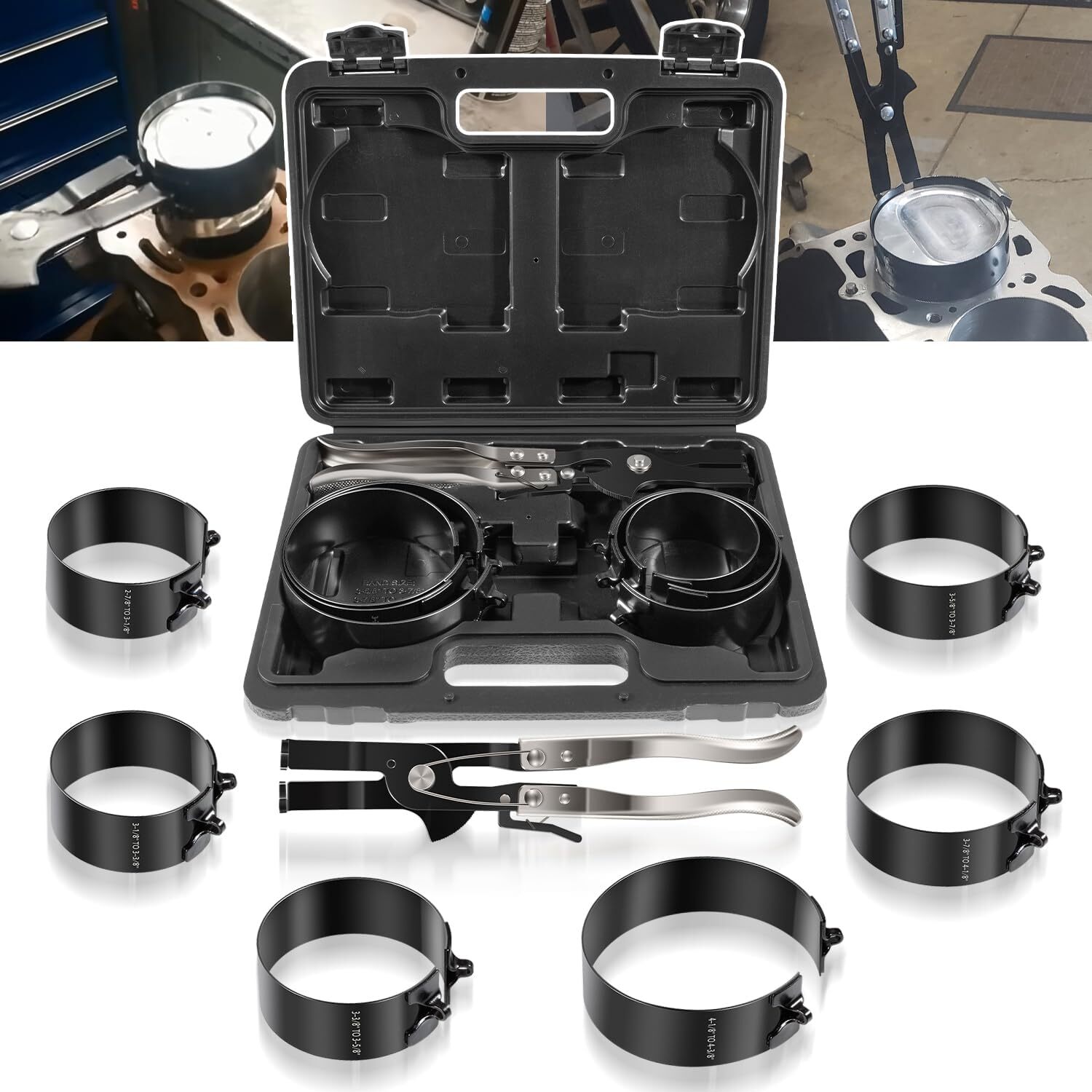 Piston Ring Compressor Tool Set 940387 Used for Car Engine,Vehicle Maintenance