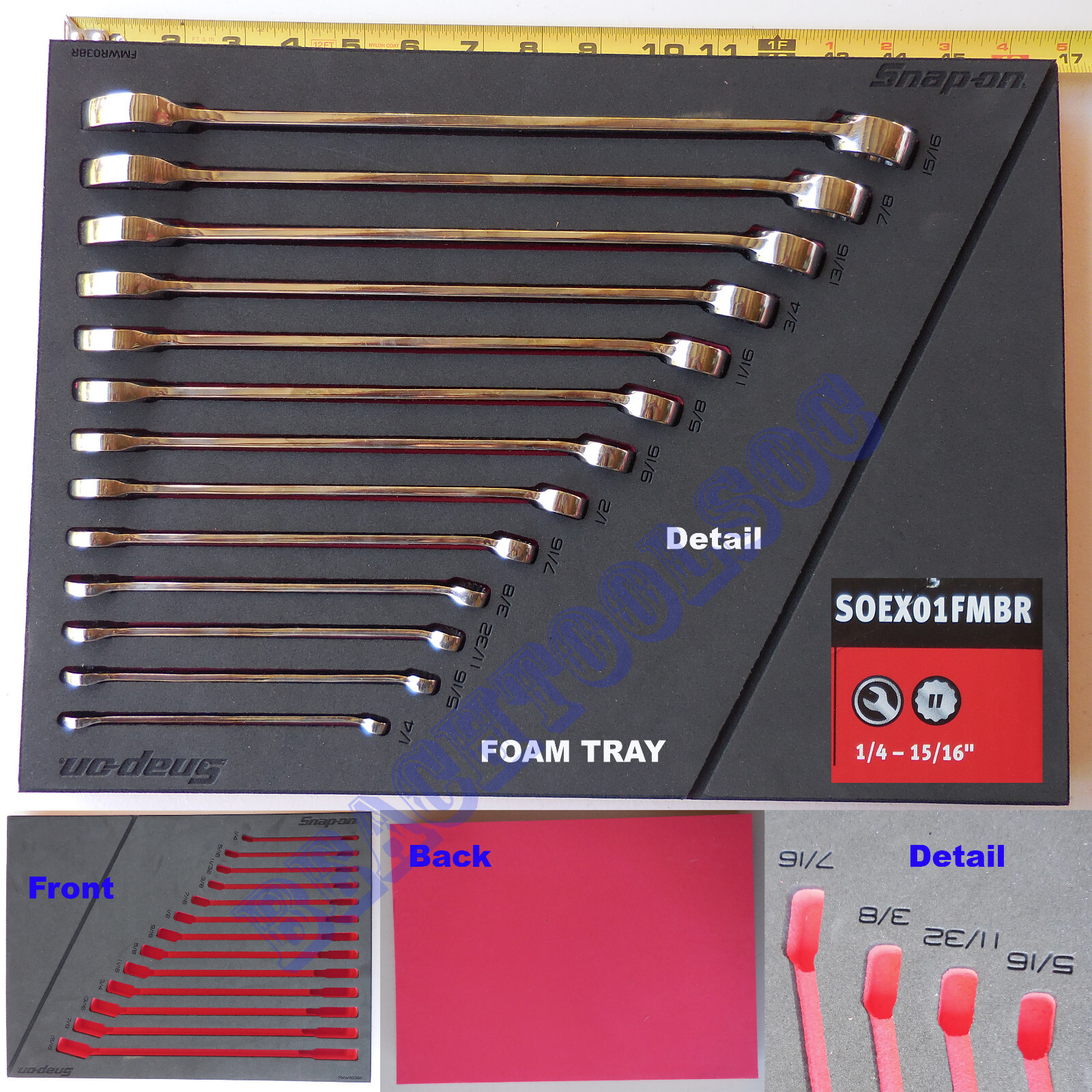 New Snap On 12 Pt SAE Flank Drive Plus Combo Wrench Foam 13 Pcs Set – SOEX01FMBR