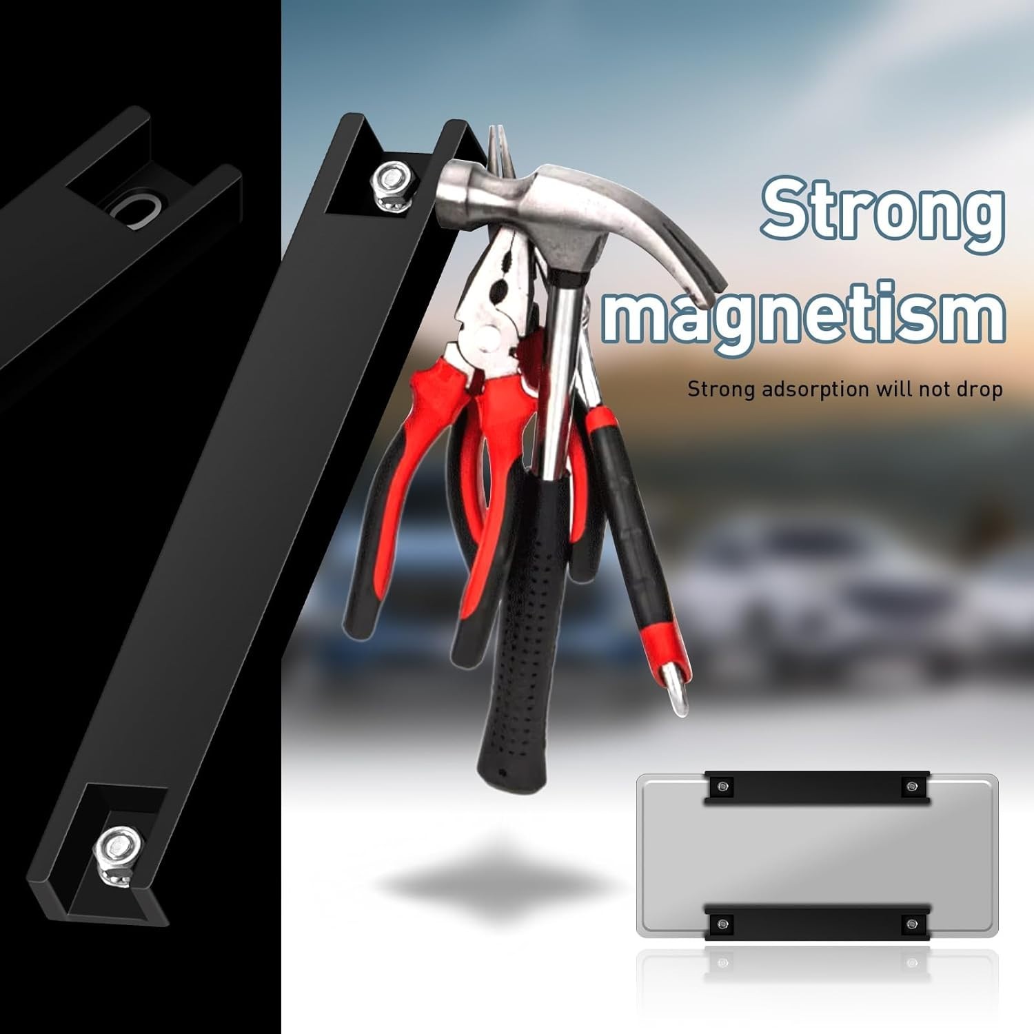 2 Pack Magnetic License Plate Holder，Temp Tag Holder for Car Dealer License P…