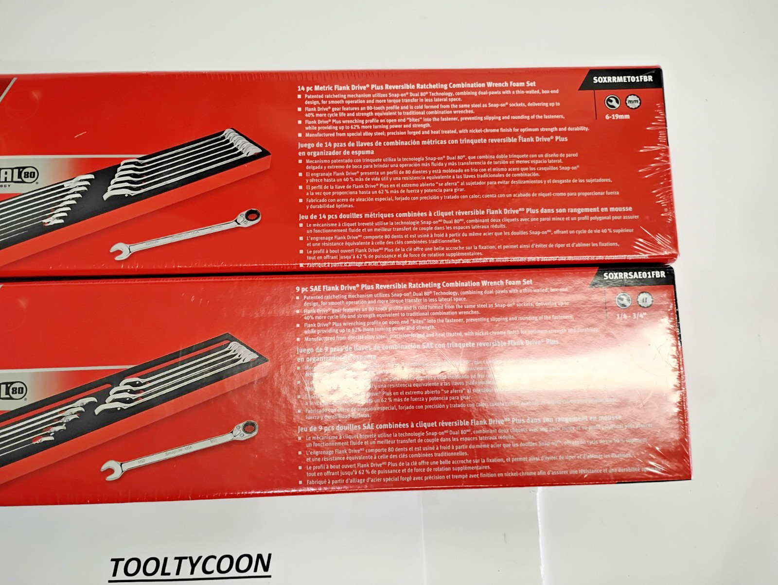 Snap-on Tools NEW 23pc Metric & SAE Reversible Ratcheting Combo Wrench Foam Set