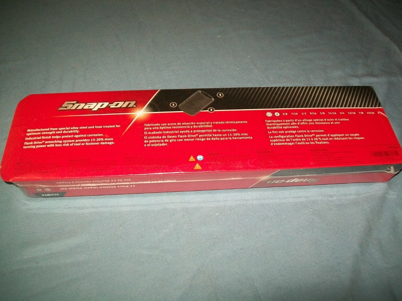 NEW Snap-on 1/2″ drive 3/8″ – 1″ 6-point Shallo Impact Socket Set 311IMYA SEALed