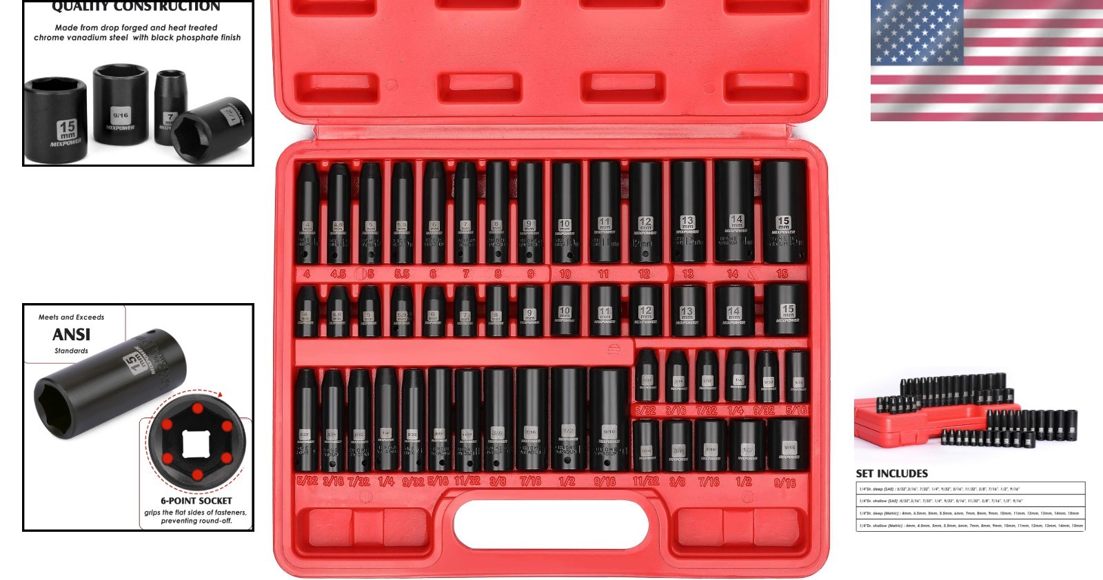 Professional 50-Piece Impact Socket Set with ANSI Certification – Built to Last