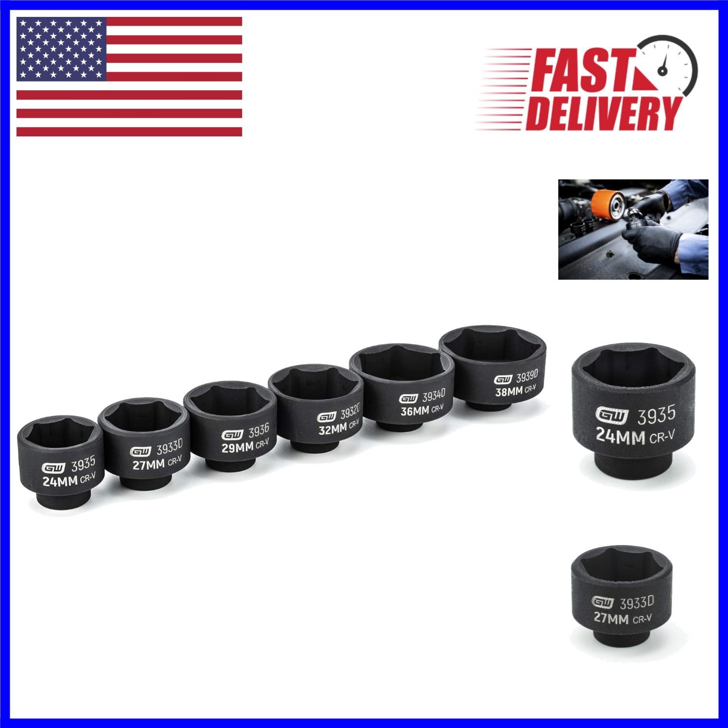 Hex Head 6-Piece Socket Set for Automotive Use – Corrosion-Resistant Quality