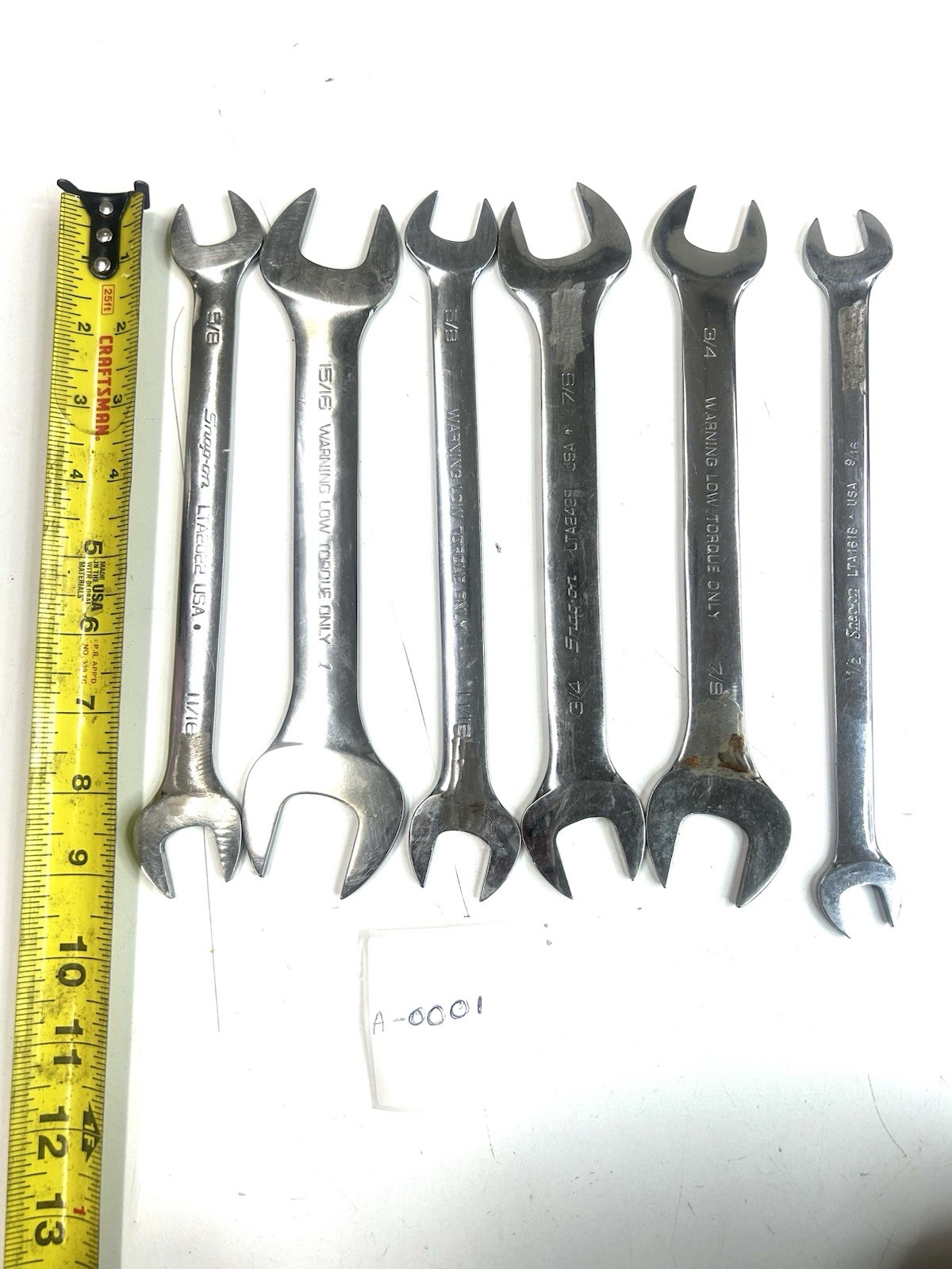 Snap-on SAE Open-End Serv Wren Lot 6 Pc LTA2432 LTA2022 LTA1618 USA A-0001
