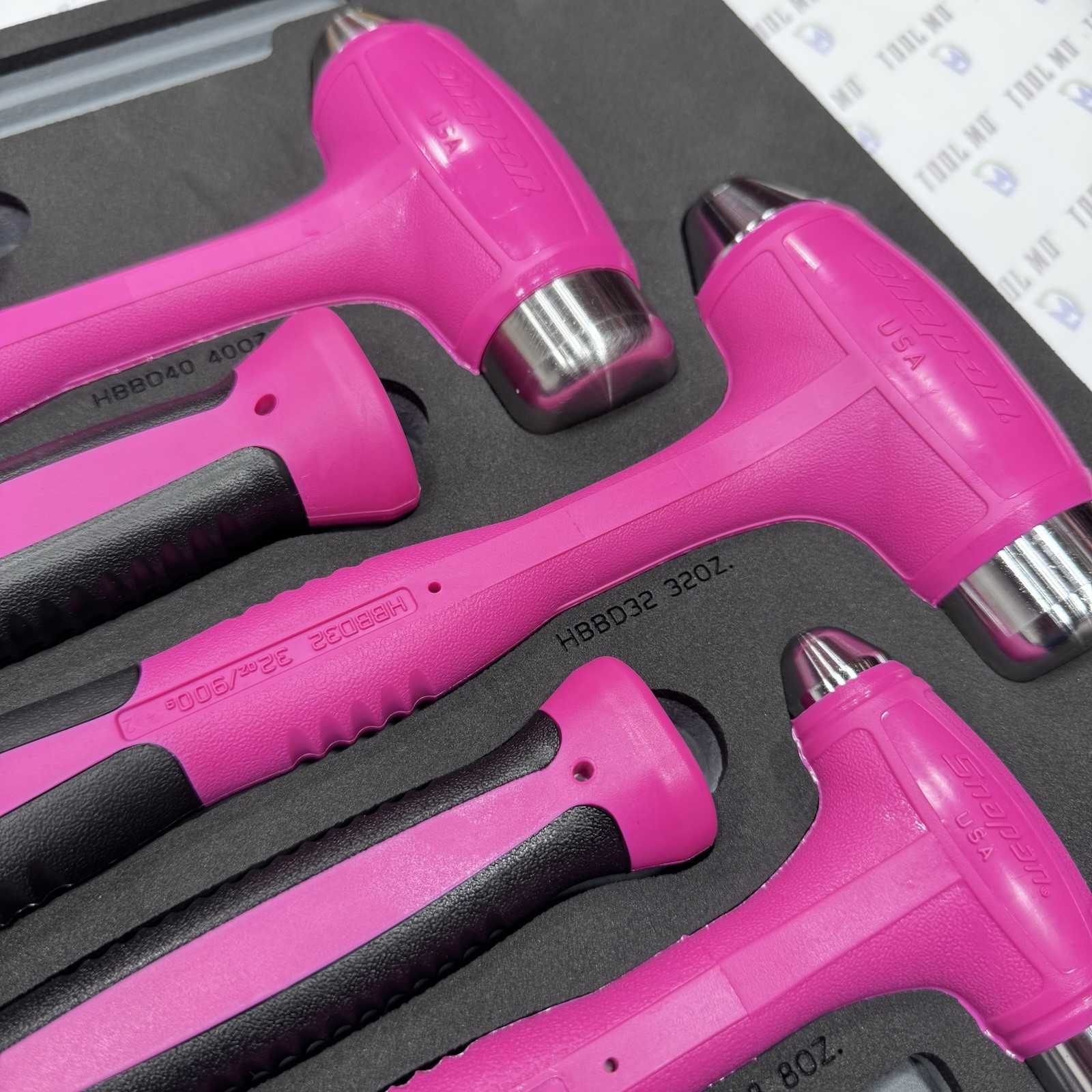 Snap-on Tools USA NEW 6pc ELECTRIC PINK Dead Blow Ball Peen Hammer Set HBBD6FEP