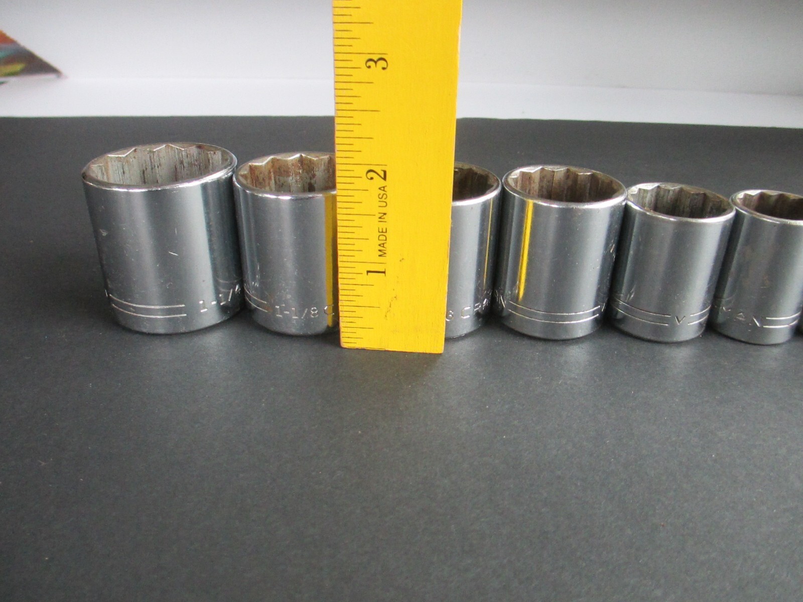 9 pc set Craftsman SAE Socket Set 1/2″ Drive =V= Series 1 1/4 thru 7/16 USA A5