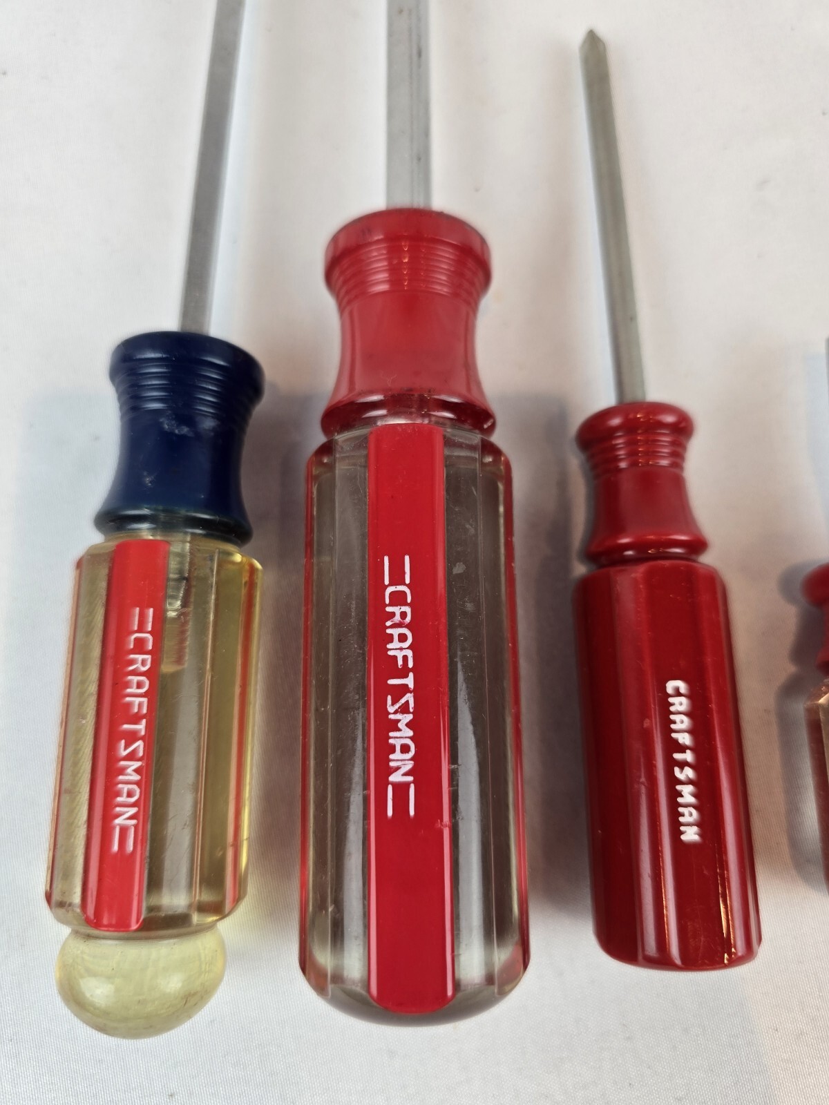 5 pc lot Vintage Craftsman Phillips & Flat Head Screwdrivers Set USA Red Clear