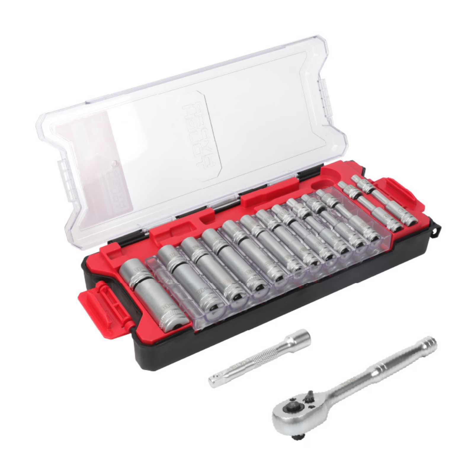 Hyper Tough 1/4-Inch Drive Ratchet and Socket Set, SAE and Metric, 50 Pieces