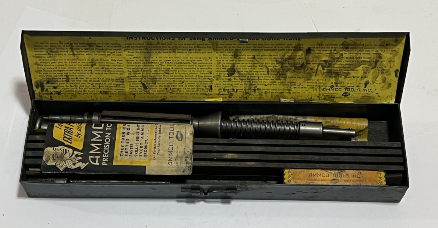 AMMCO Model 100 Vintage Small Bore Cylinder Hone Set in Box 47/64″ – 1-5/16″ USA