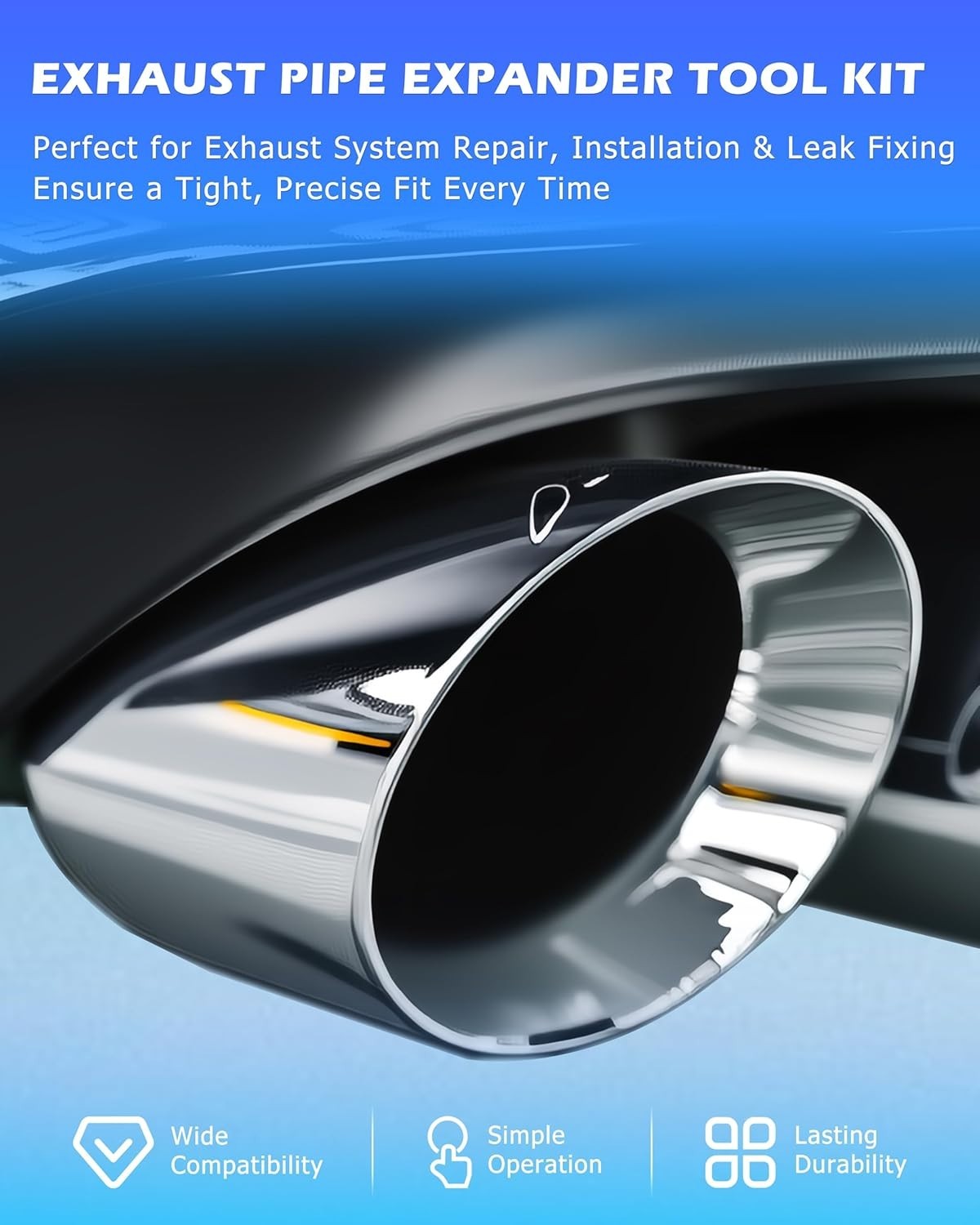 Automotive Exhaust Pipe Expander Tools, Durable Steel Set for Vehicles