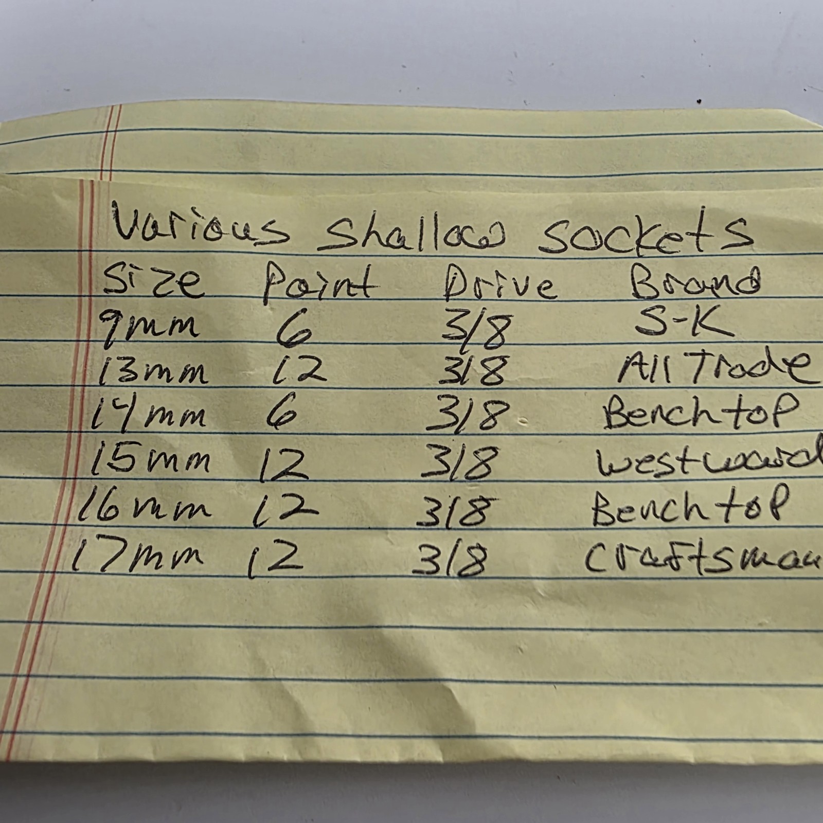 Used Various Shallow Sockets Assorted Sizes *See Pics For List #986