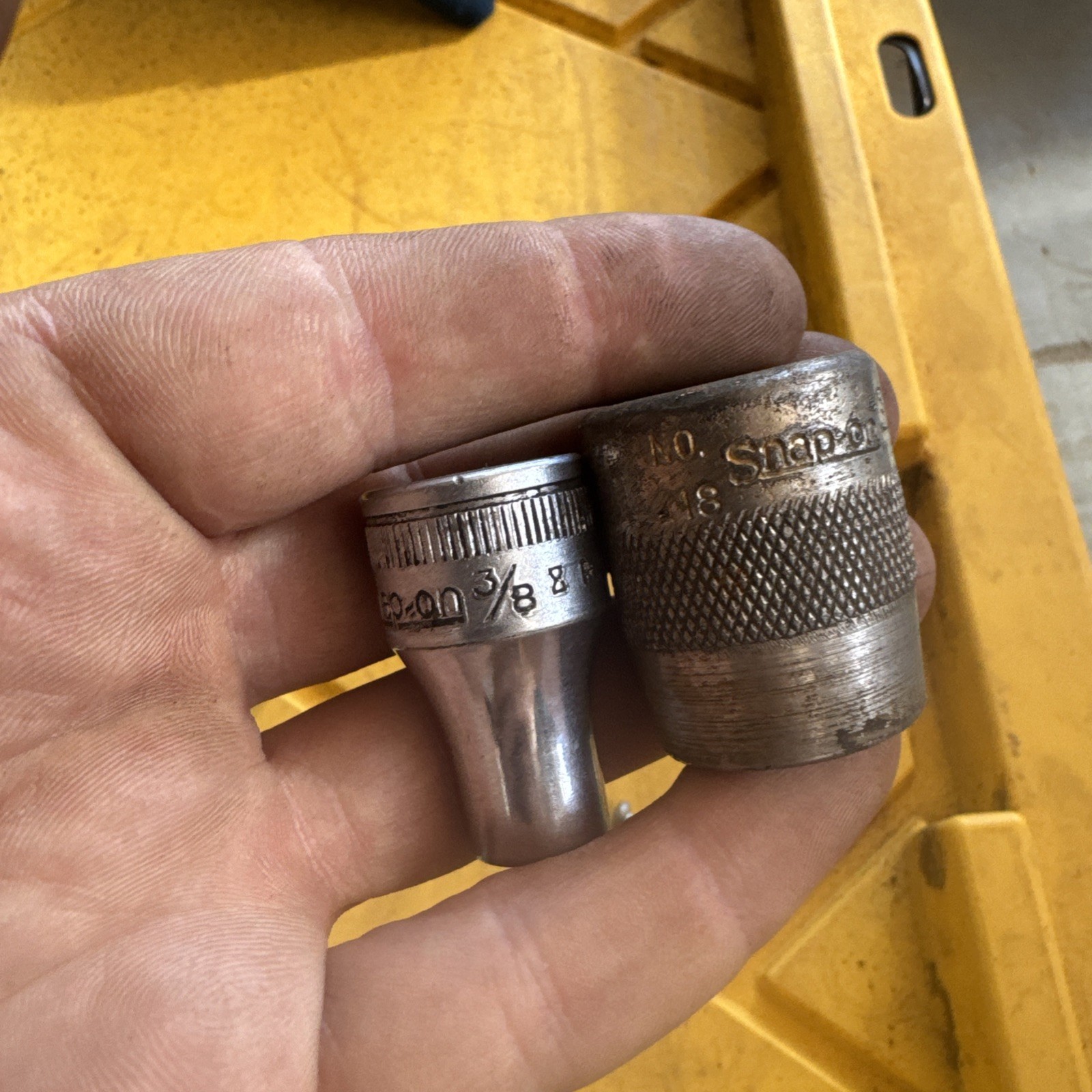 8 Vintage Snap-On 1/2″ Drive 6 & 12 Point Knurled Socket Underline Logo swivel