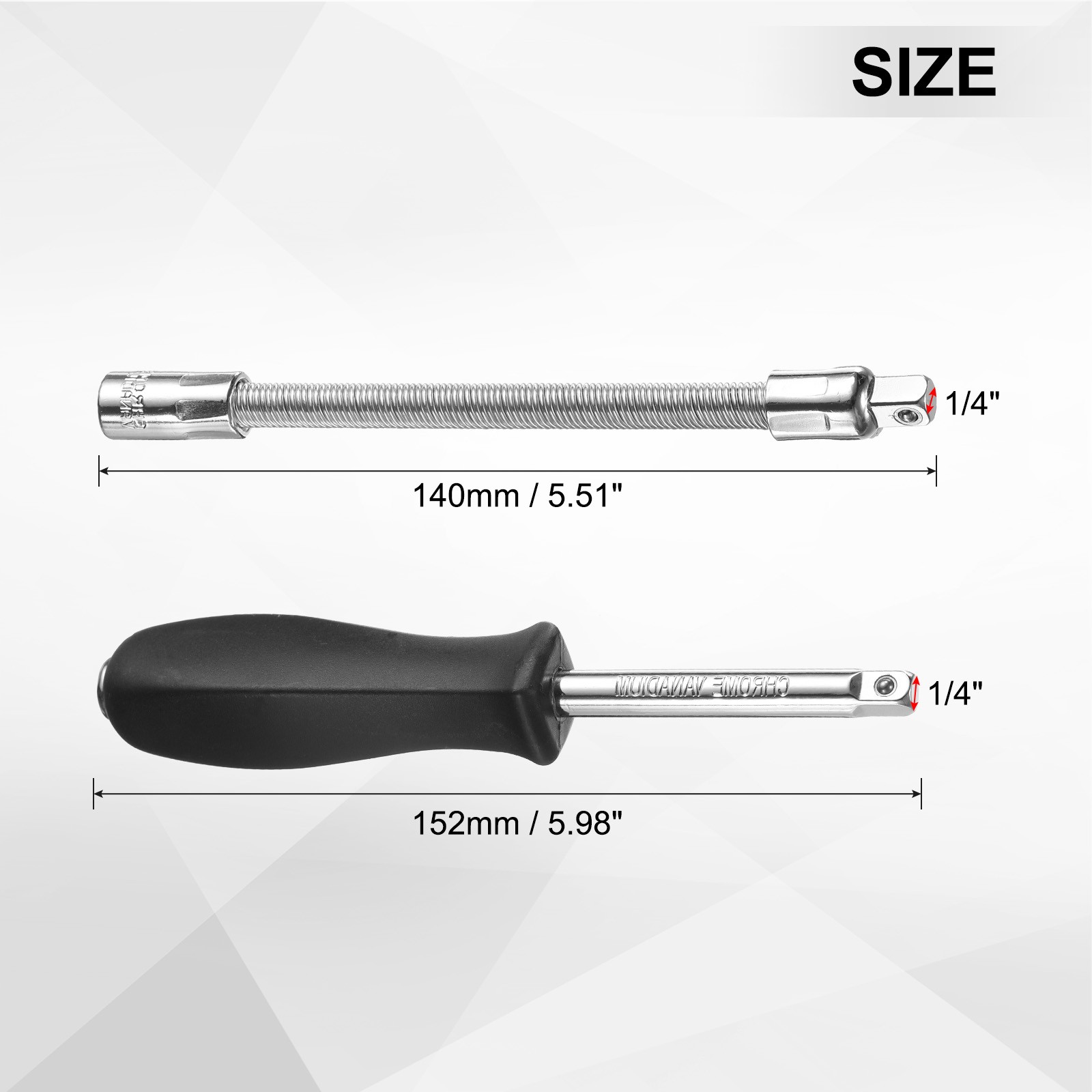 2pcs 1/4″ Drive Spinner Handle w/ 1/4″ Drive Spring Flexible Socket