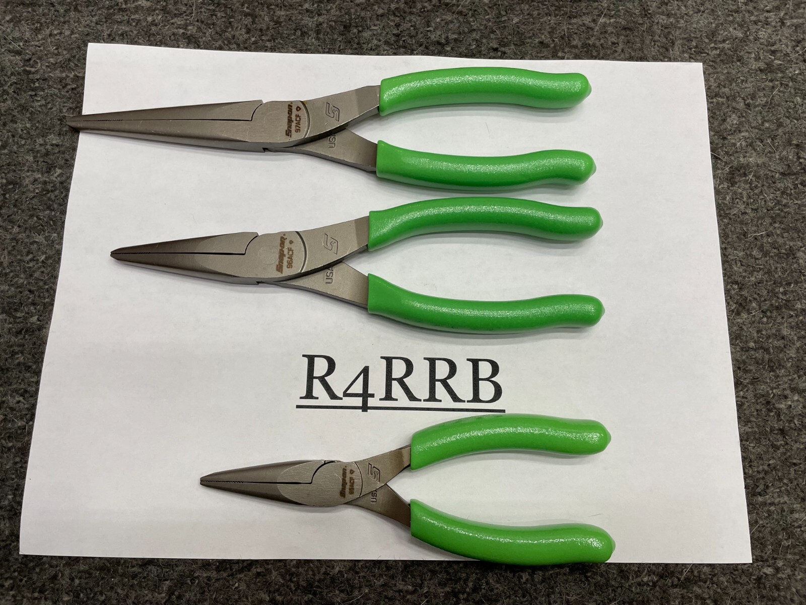 Snap-On Tools NEW 5 PIECE GREEN Soft Grip LONG Neck Needle Nose Pliers Lot Set