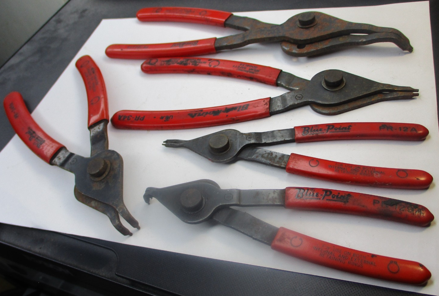 Blue Point 5pc Snap Ring Plier Set pr129a pr12a pr349a pr34a pr5645a USA