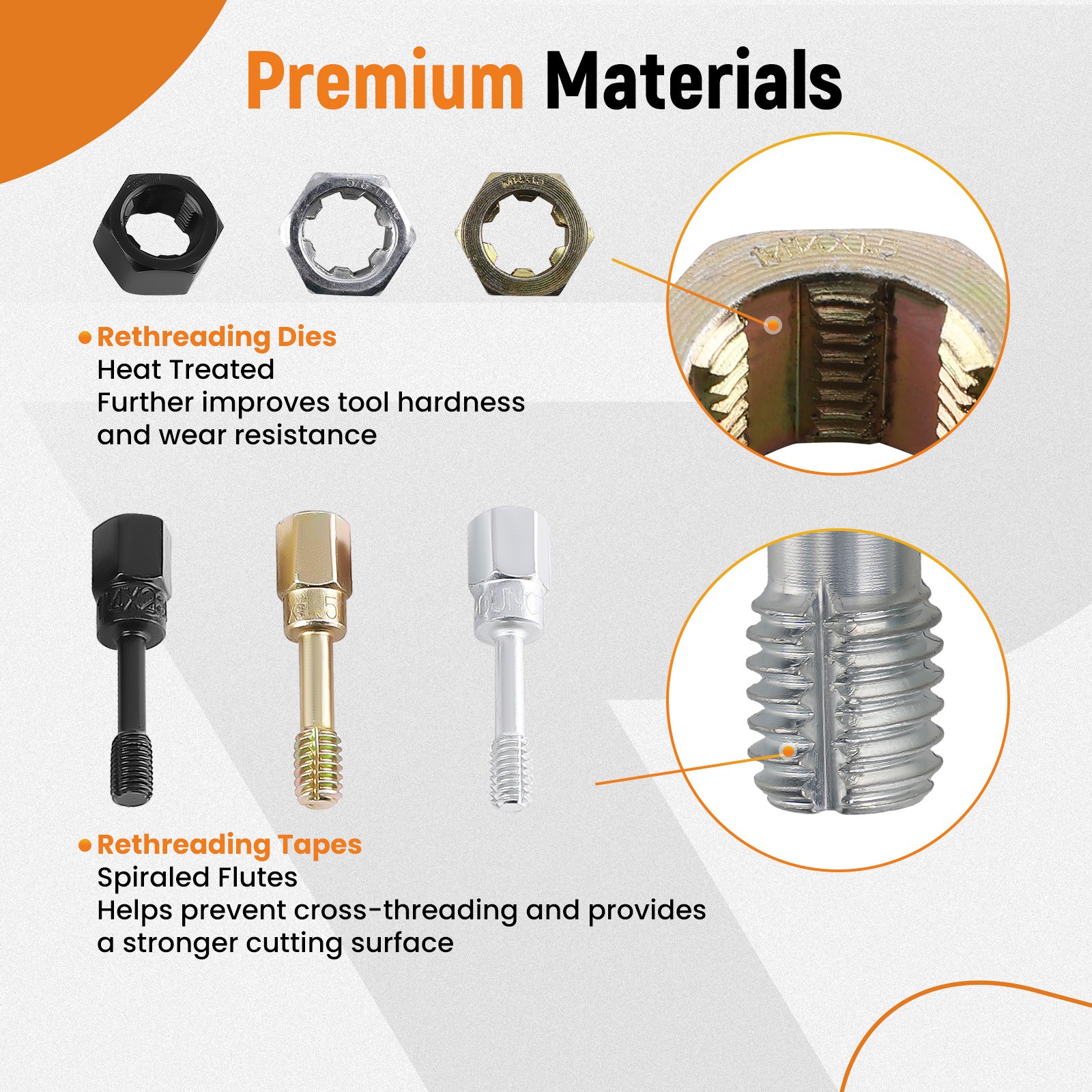 Carbon Steel Thread Repair Kit 61pc Heat-Treated with SAE/Metric Thread Files