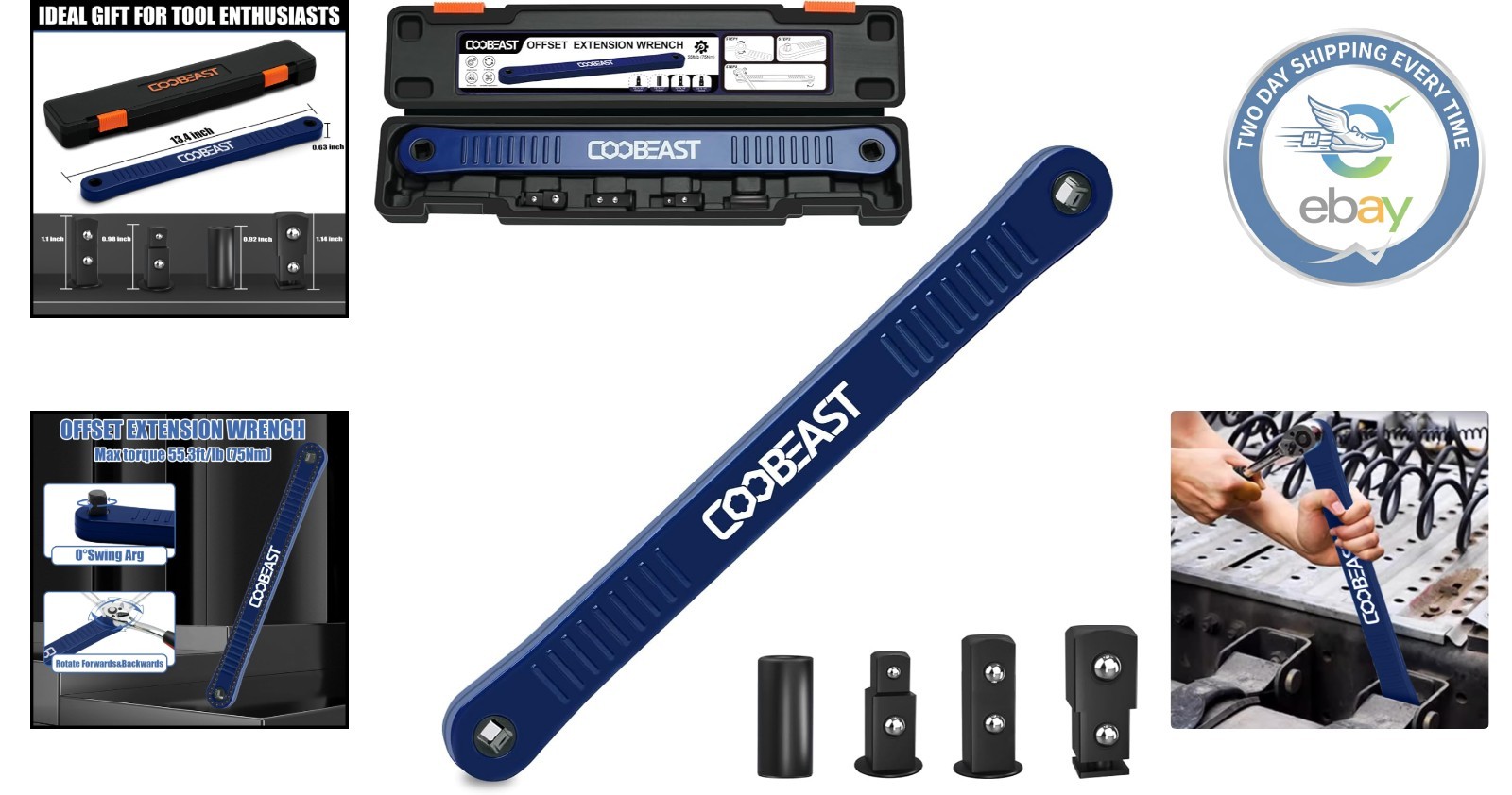 Versatile Universal Wrench Extender with Multiple Drive Adapters – 13.4″ Long