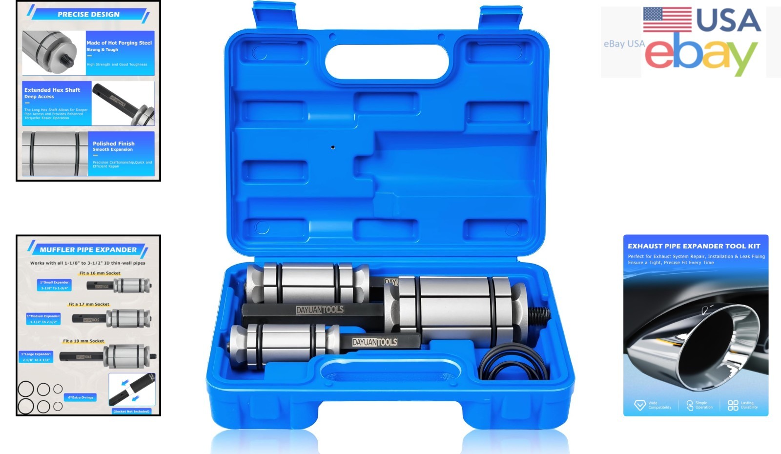 Automotive Exhaust Pipe Expander Tools, Durable Steel Set for Vehicles