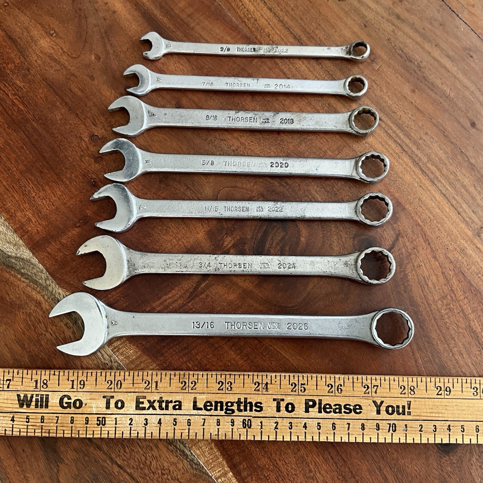 Vintage Thorsen Combination Wrench Set 3/8″ to 13/16″ USA 12 Point Qty-7