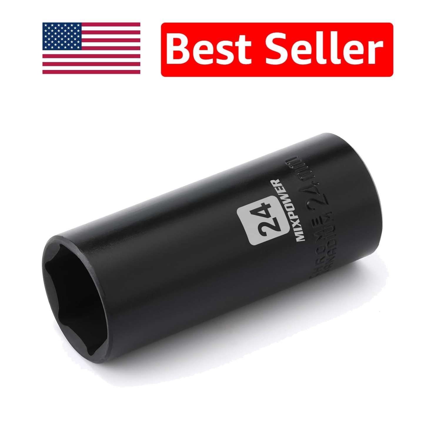 1/2-Inch Drive Impact Socket 24mm – Corrosion-Resistant CR-V 6 Point Design