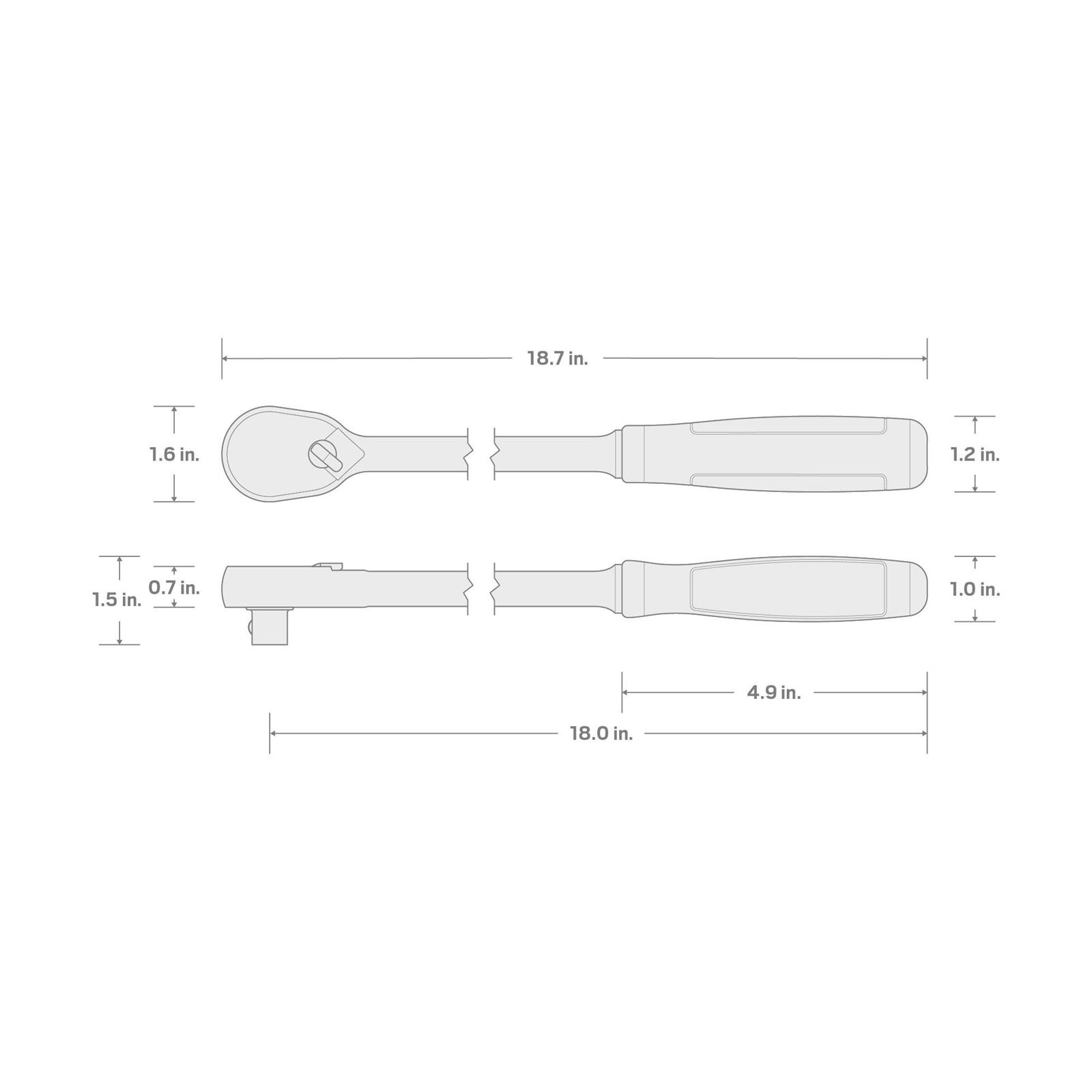Tekton SRH02218 1/2″ Drive x 18″ Comfort Grip Long Ratchet