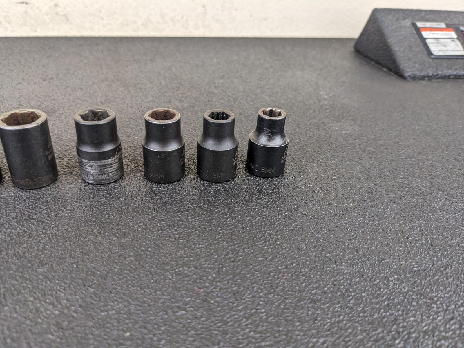 #bo195 Matco Tools ADV 3/8 Drive Short Shallow Impact Socket Metric 6 Point Set
