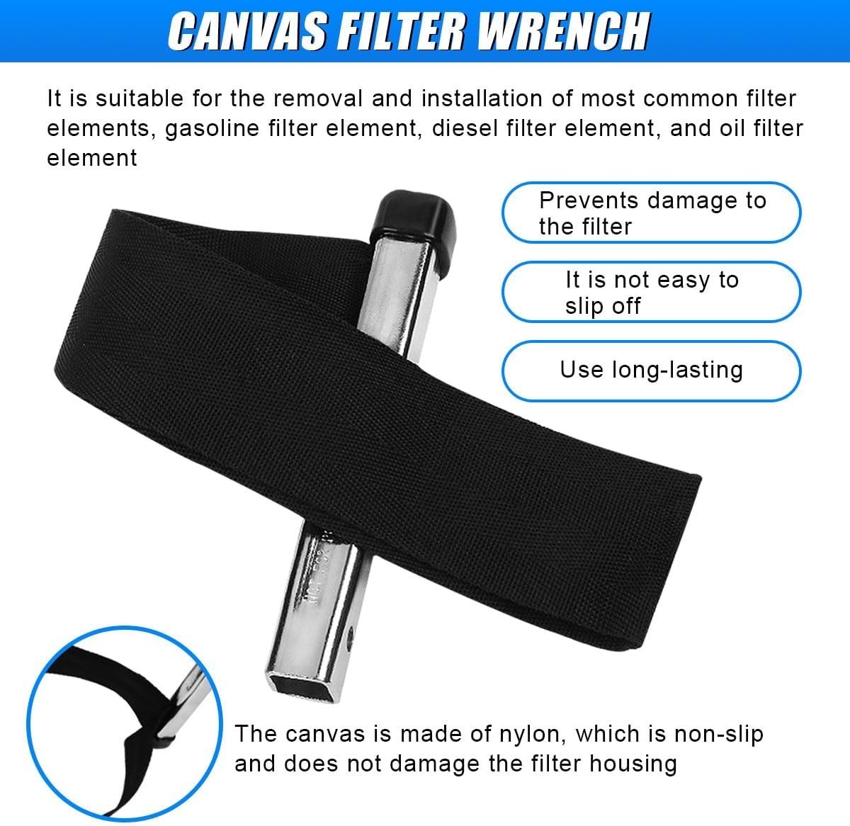 ZIMISI Nylon Strap Oil Filter Wrench, 1/2″ Drive Strap Wrench, Heavy Duty Oil Fi