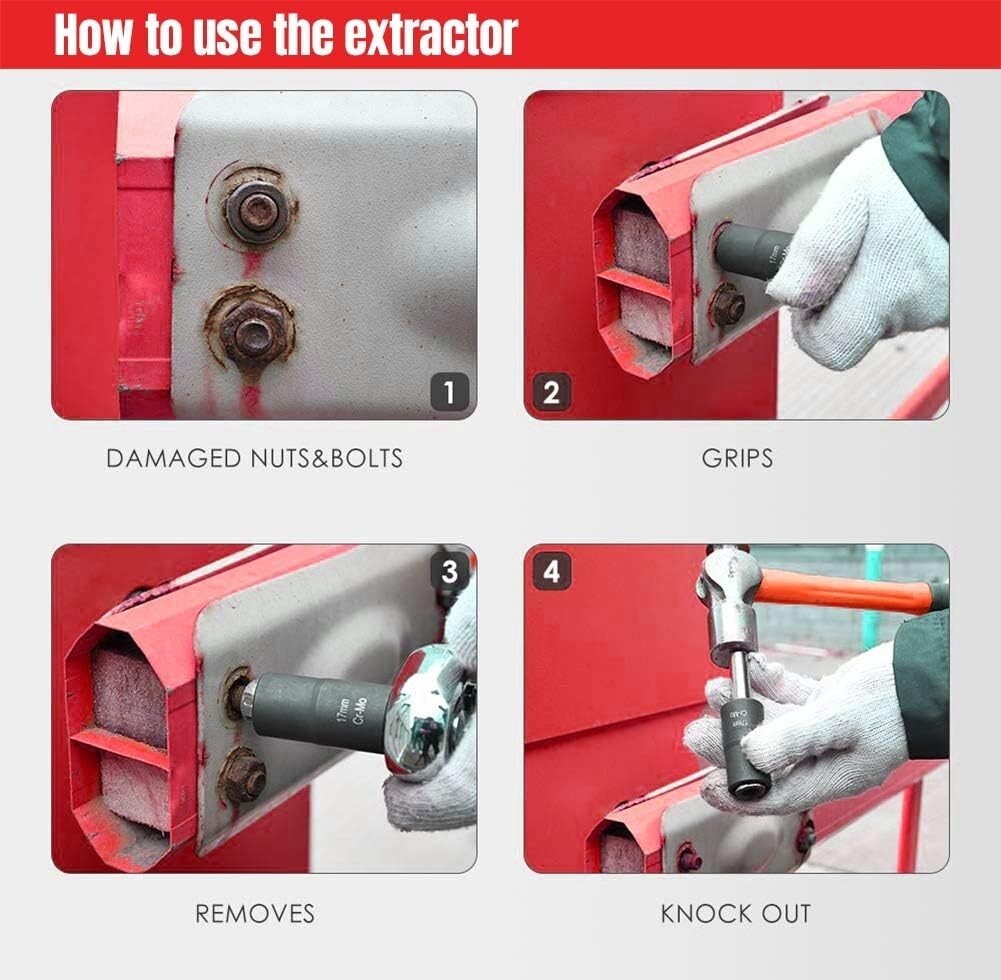 5Pcs Twist Socket 1/2?? Drive For Wheel Lug Nut Damaged Removal and Extractor