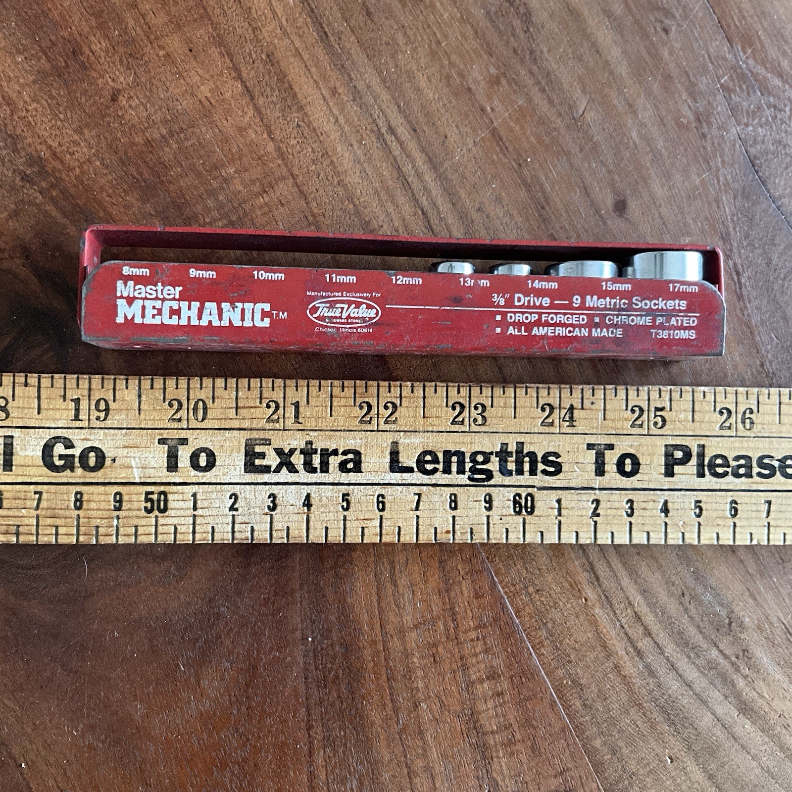 Vintage True Value Master Mechanic 3/8” Socket Set 17mm 15mm 9mm 8mm