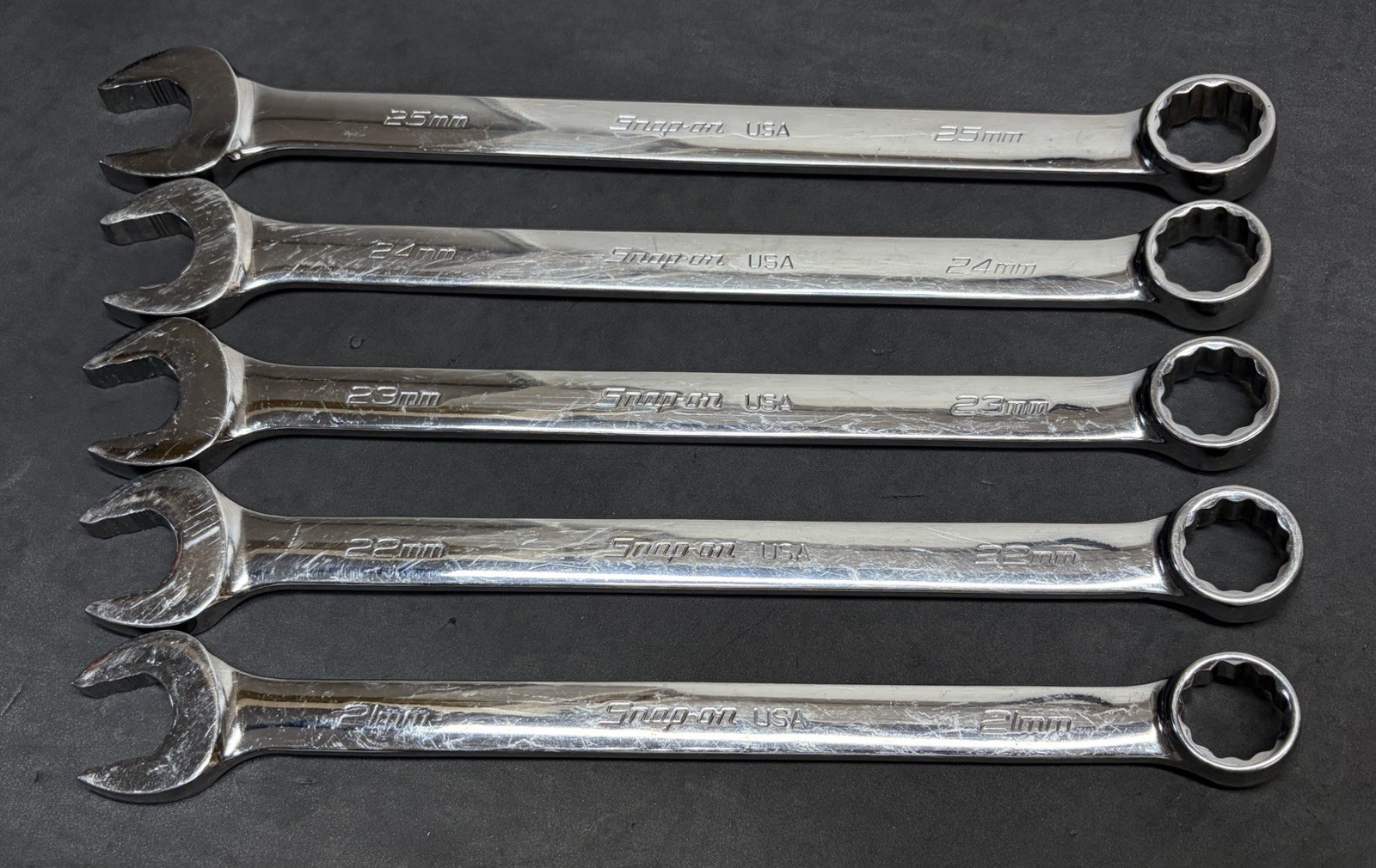 Snap-On Large 5pc Flank Drive Plus Metric Combination Wrenches SOEX Wrench Set