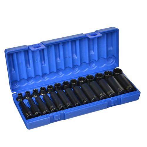 Grey Pneumatic 3/8″ Drive Standard and Deep Impact Socket Set, 26-pcs