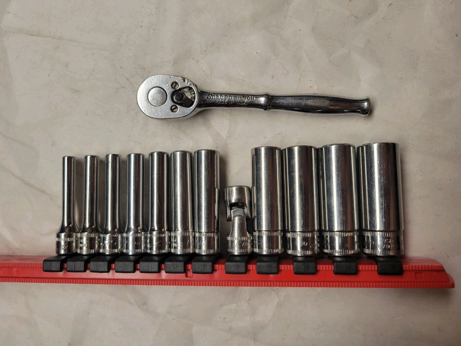SNAP ON STMM SERIES METRIC DEEP 4MM-14MM 13PC 1/4″Dr ASSORTED 6&12PT SOCKET SET