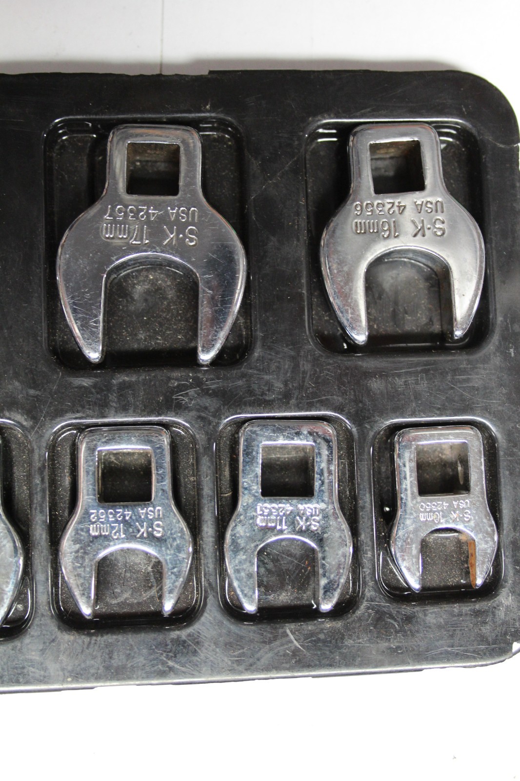 SK Tools 10 pc 3/8in. Drive Metric Crowfoot Wrench Set 10mm-19mm USA