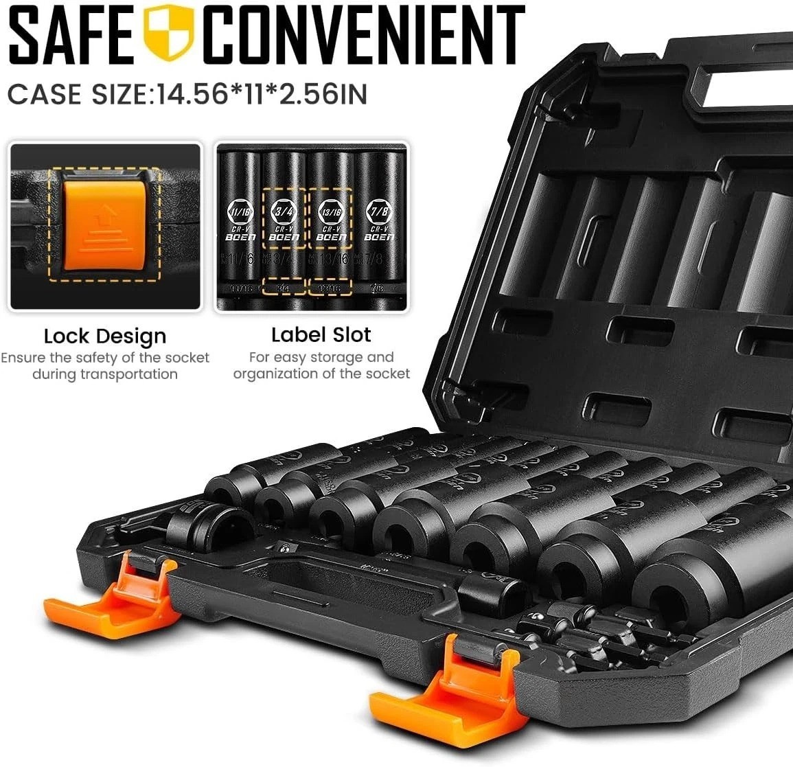 Durable 24PC 1/2″ Drive Impact Socket Set with Rust-Resistance & Instructions
