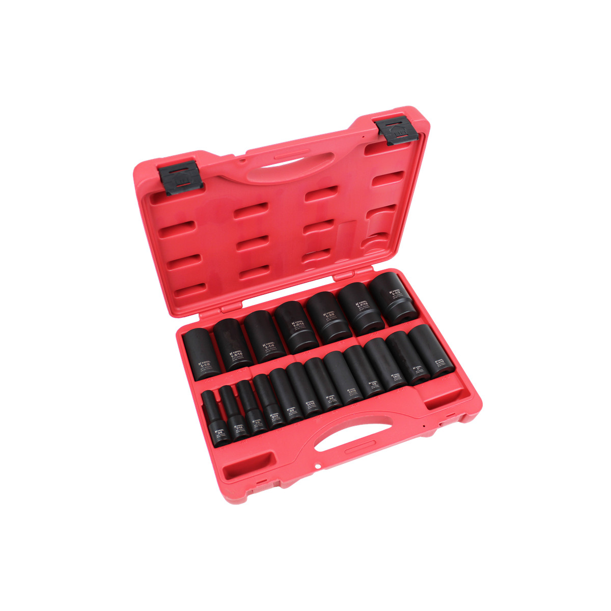 K-Tool 33202 1/2″ Drive SAE Deep Impact Socket Set 19pc, Heat Treated Steel