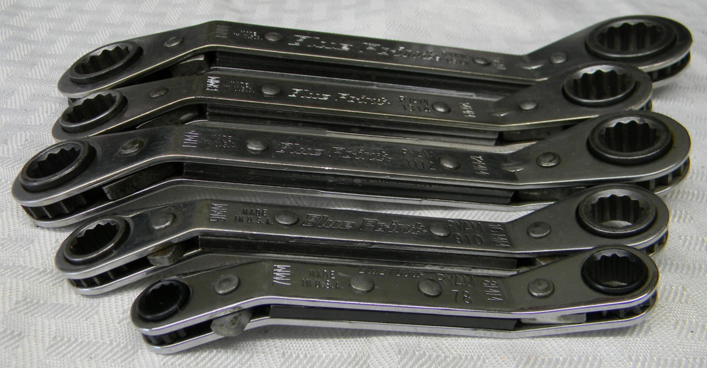 BLUE-POINT 5PC METRIC 12PT 25° OFFSET RATCHETING BOX WRENCH SET 7-17MM #RBYAM605